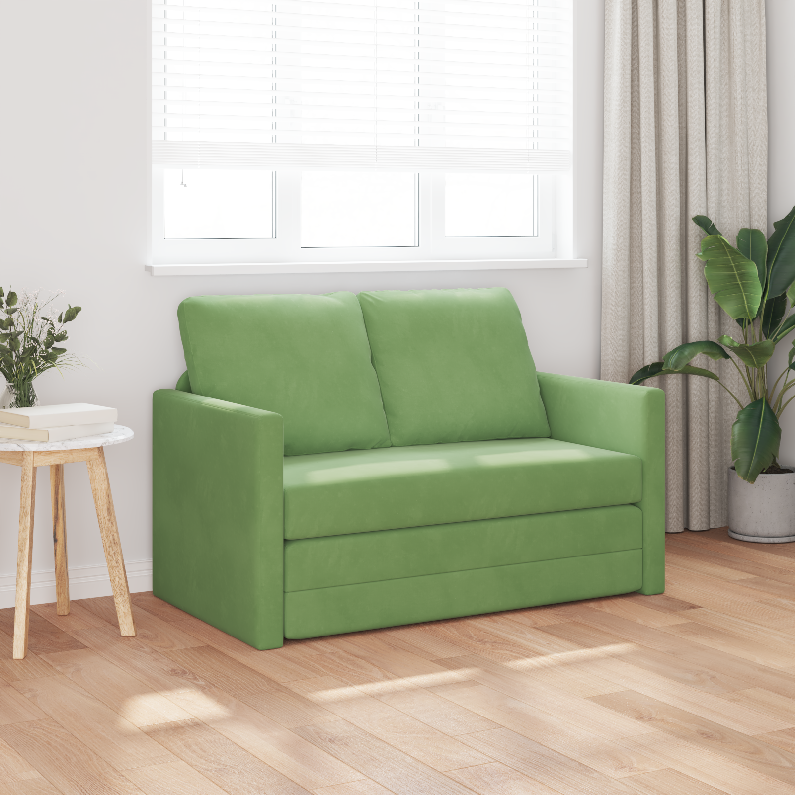Canapea Verde deschis Țesătură, Lemn 2 locuri Canapea GartenMobel Dekor