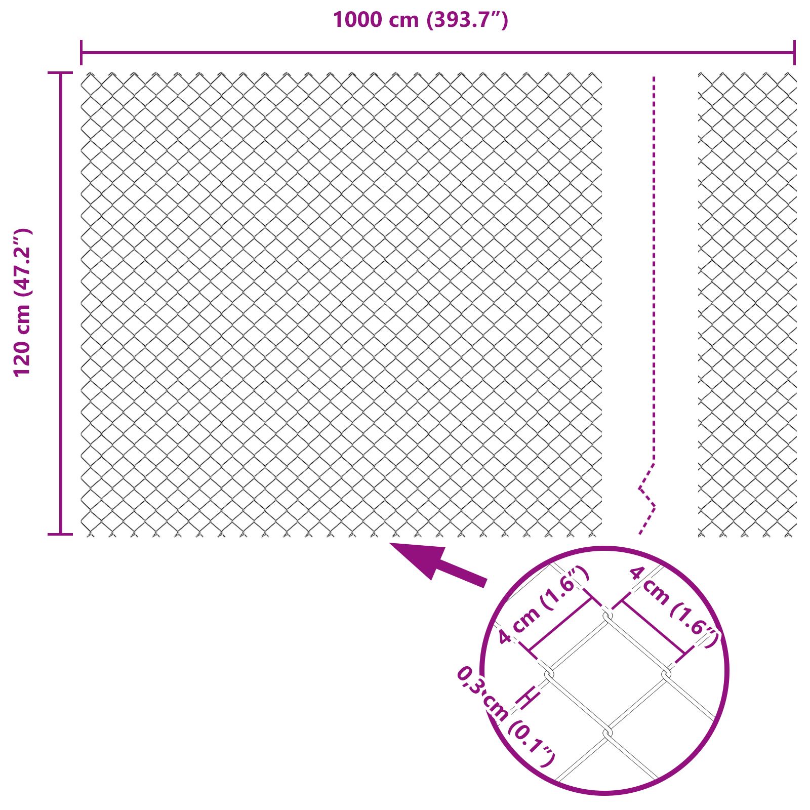 Gard din plasă de lanț Gri 1.2x10 m Oțel GartenMobel Dekor