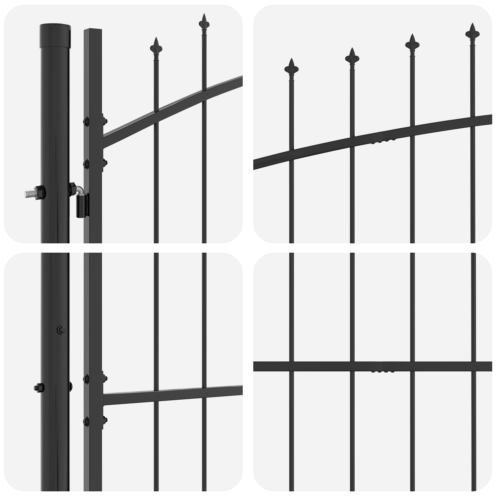 Poarta de grădină cu vârfuri negre 100x400 cm din oțel GartenMobel Dekor