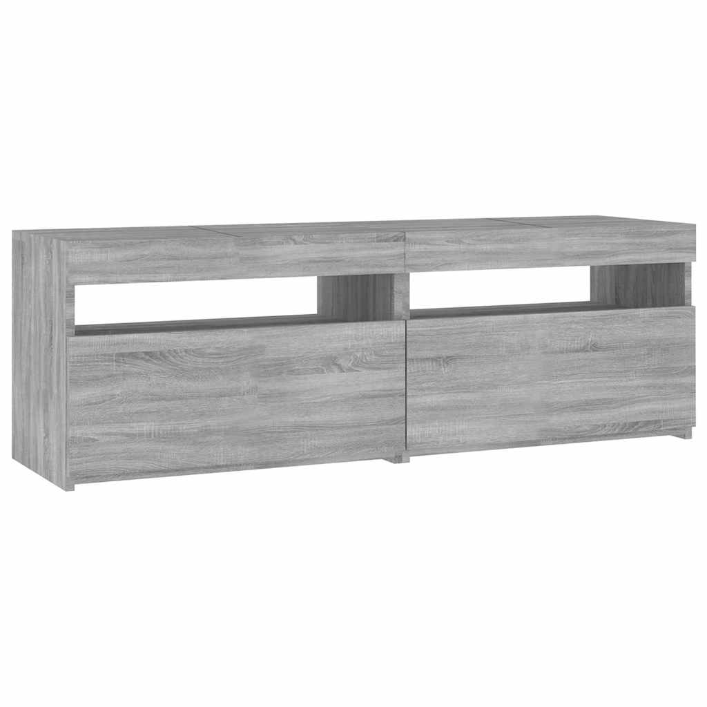 Comodă TV cu lumini LED, gri sonoma, 120x35x40 cm GartenMobel Dekor