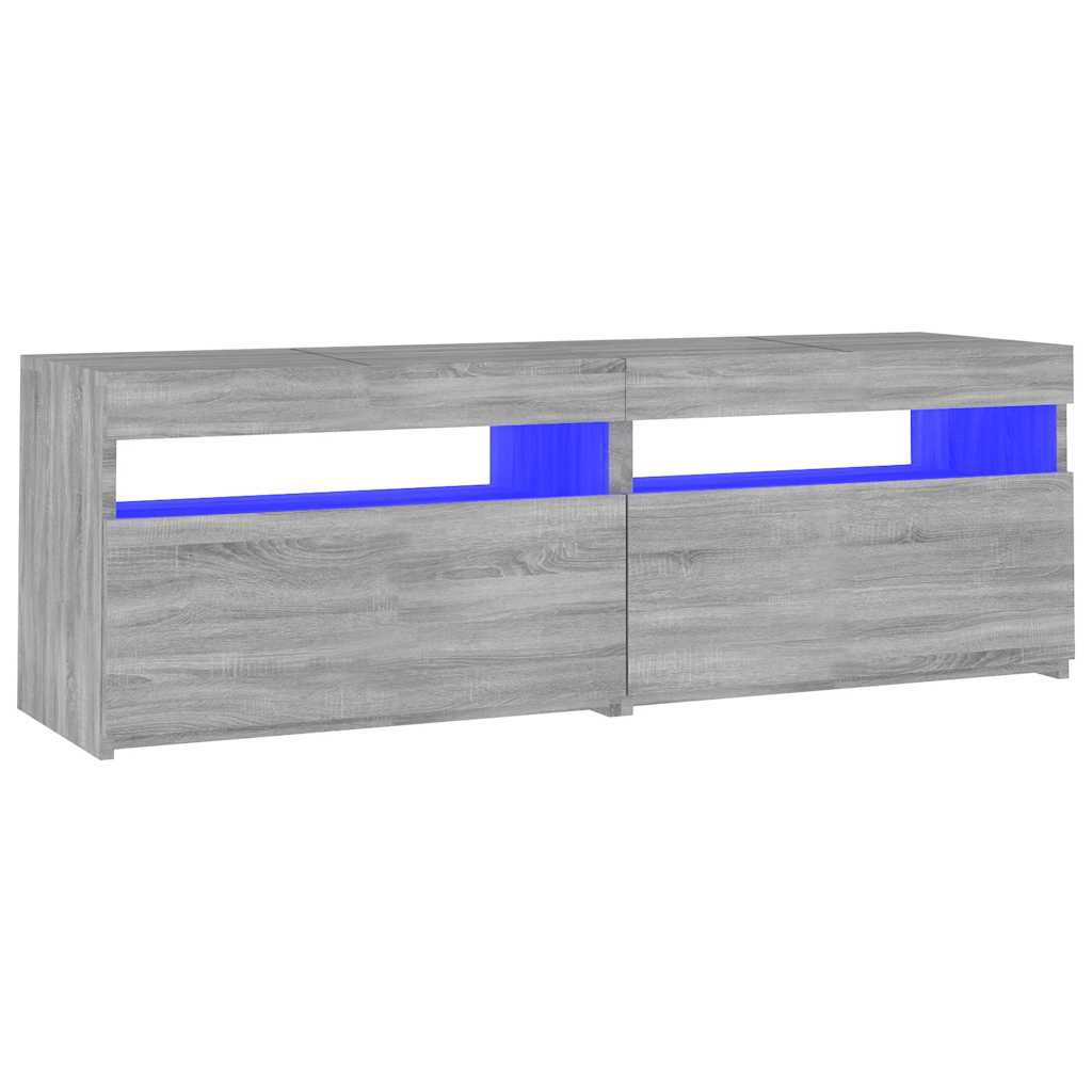 Comodă TV cu lumini LED, gri sonoma, 120x35x40 cm GartenMobel Dekor