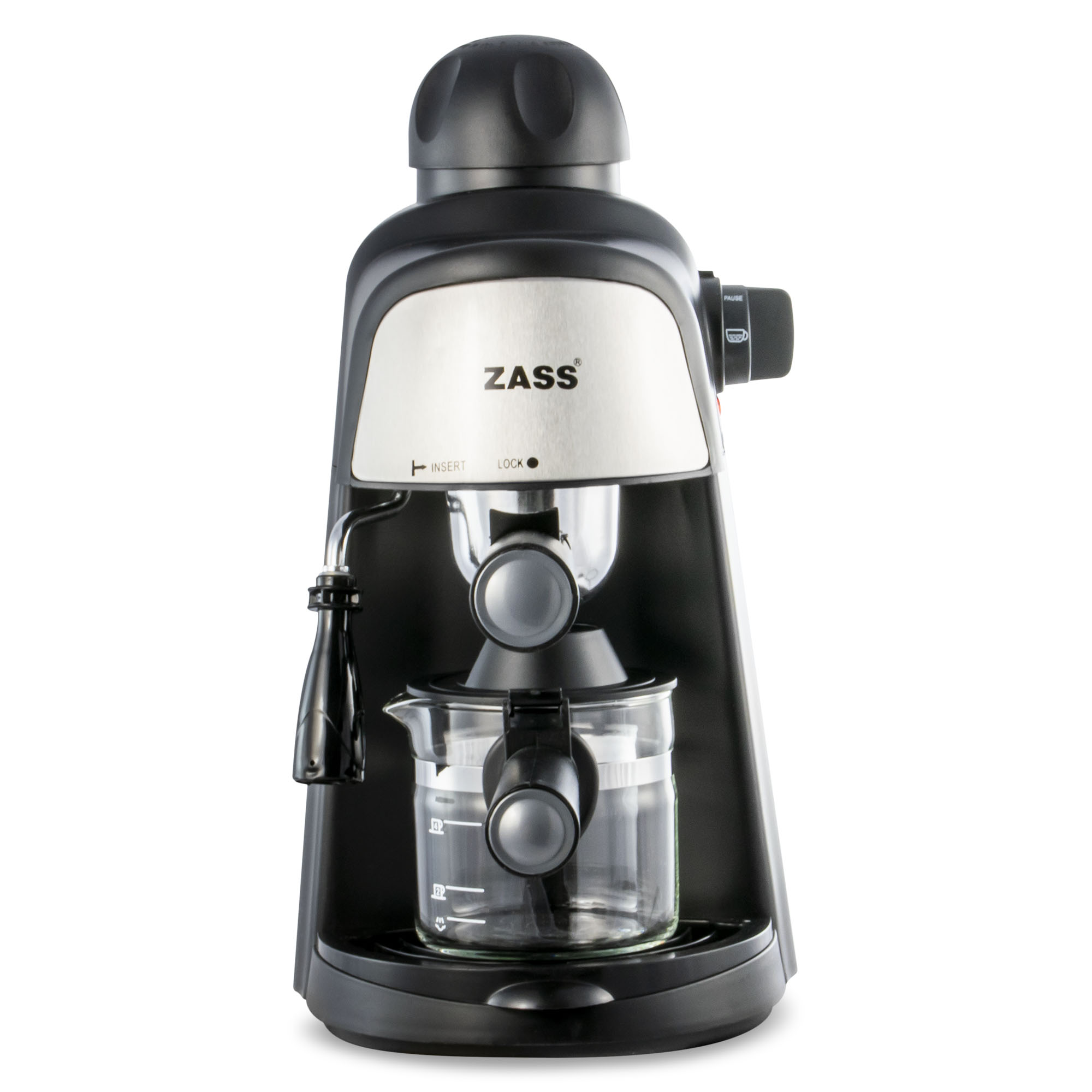 Espressor manual Zass ZEM 05, 800W, Dispozitiv Cappuccino, Negru ProDesign DailyAppliances