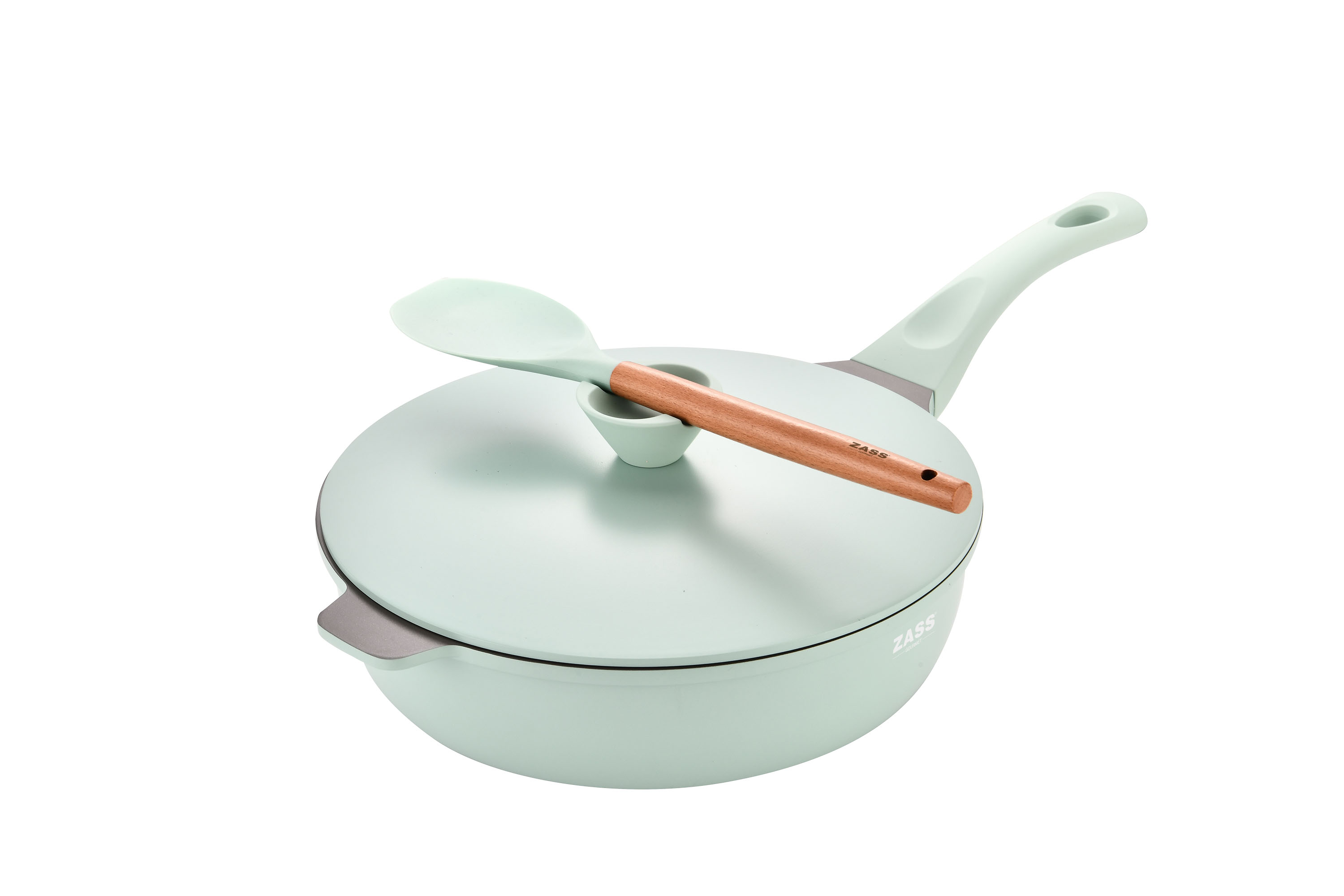 Set tigaie multifunctionala din aluminiu turnat sub presiune 4 piese ZASS Gourmet ZG-ACS 07, Verde ProDesign DailyAppliances