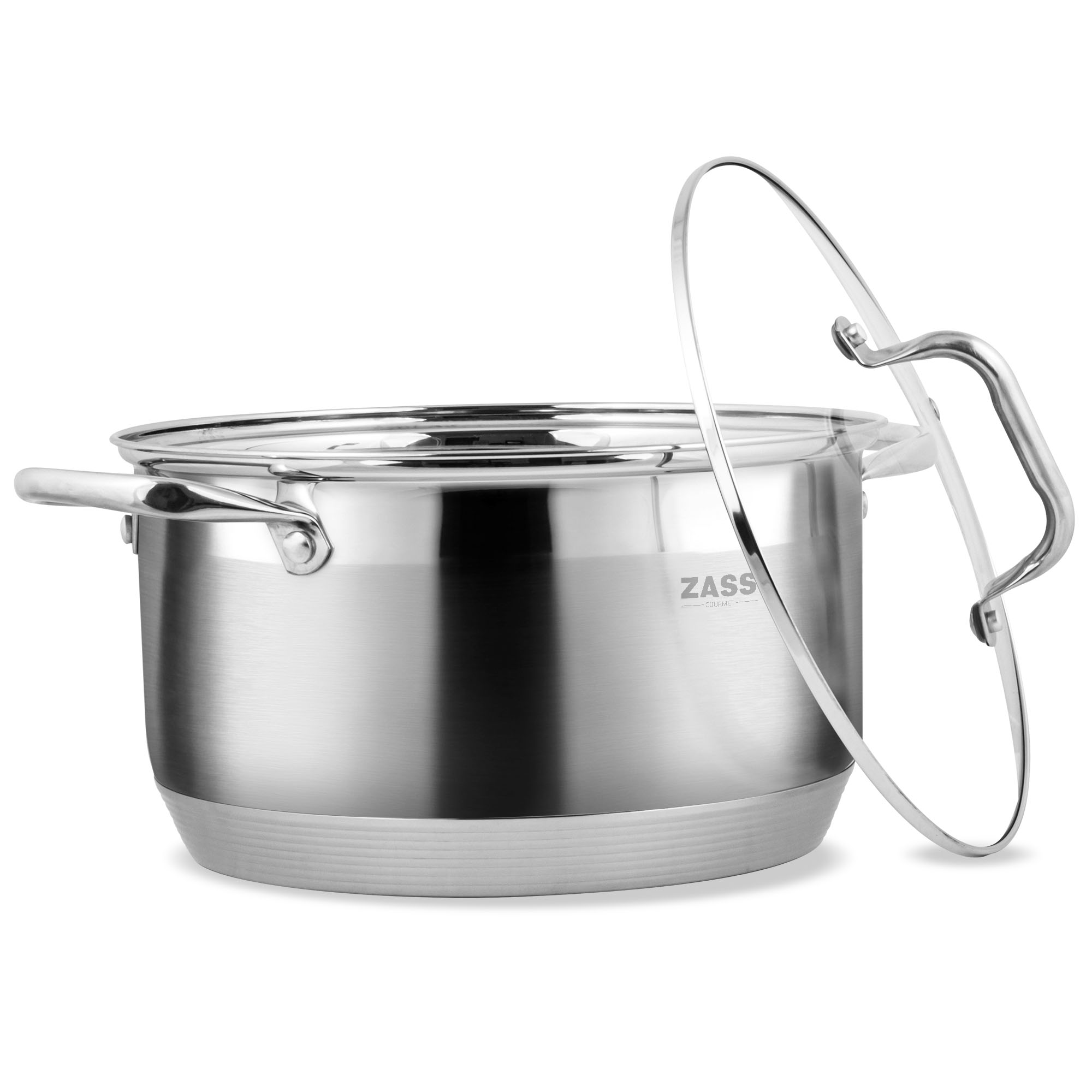 Oala din inox Zass Gourmet ZG-SC01-24 cu capac, Capacitate 6.1L ProDesign DailyAppliances