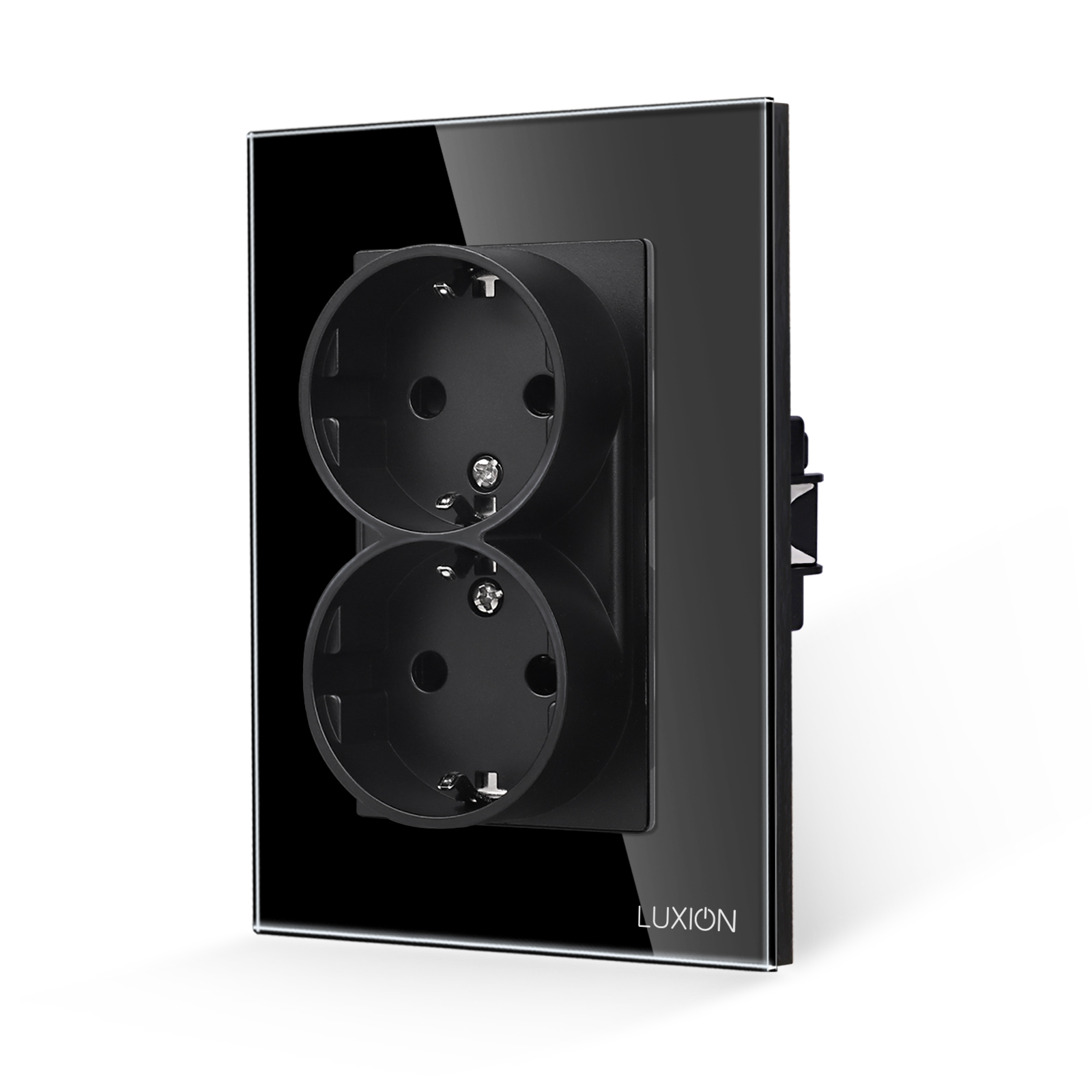 Priza Dubla cu Rama din Sticla LUXION Pentru Doza Simpla SmartElectro IntelligentHouse