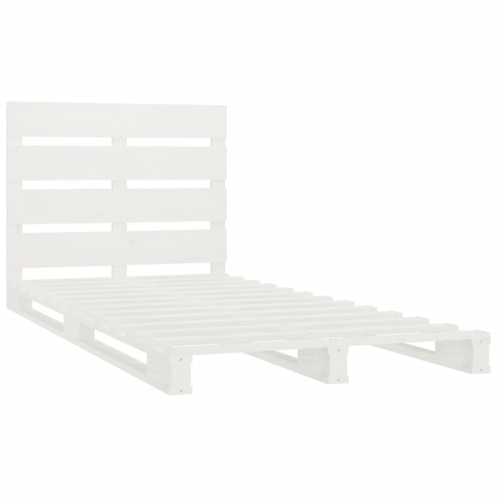 Cadru de pat Single, alb, 90x190 cm, lemn masiv de pin GartenMobel Dekor