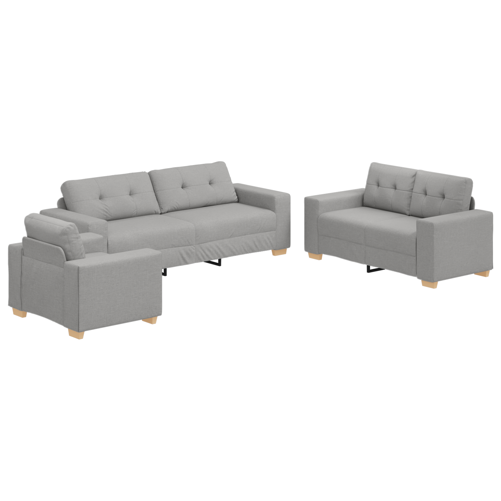 Set canapea, 3 piese, perne gri nor, textil GartenMobel Dekor