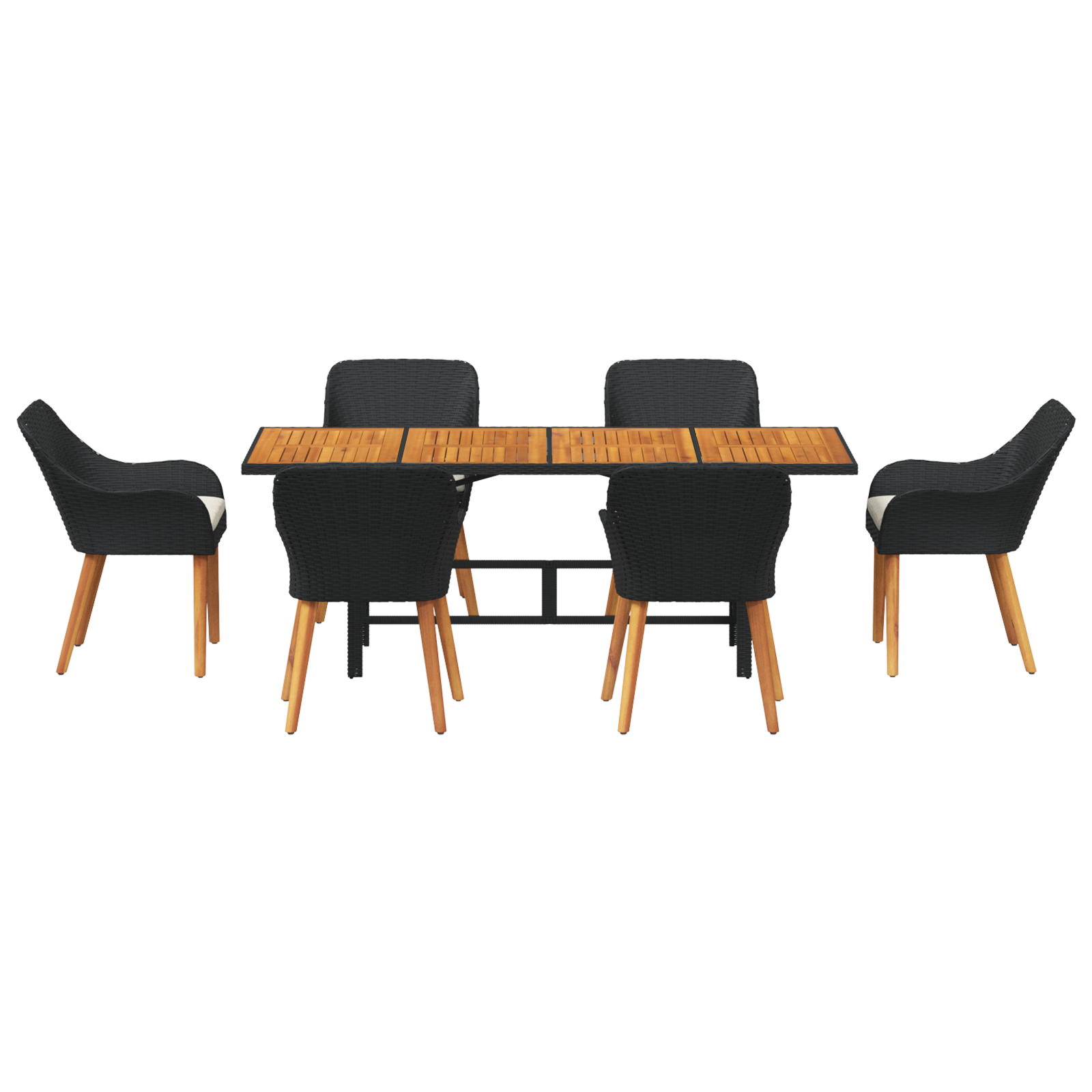 Set dining grădină 7 piese Negru poliratan GartenMobel Dekor
