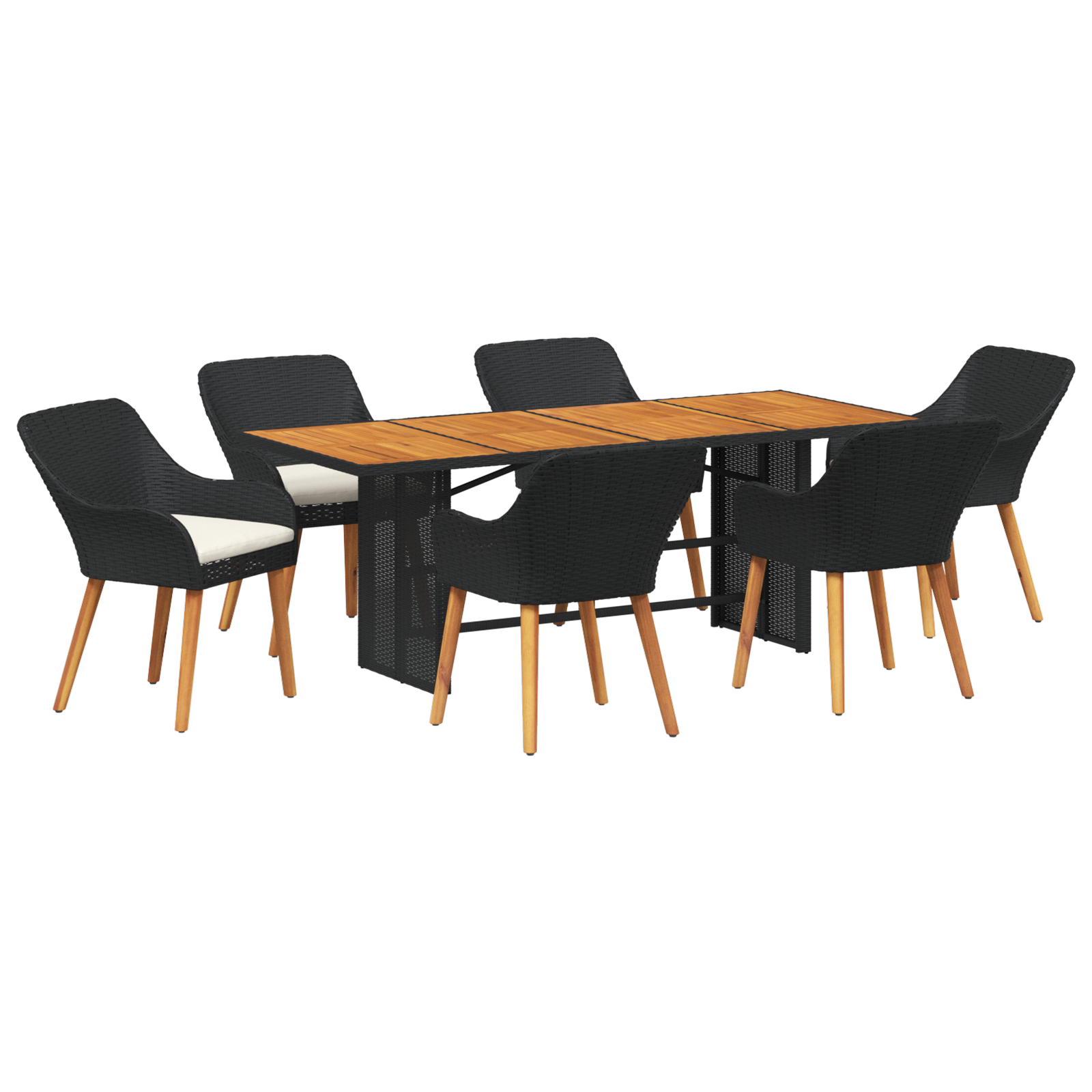 Set dining grădină 7 piese Negru poliratan GartenMobel Dekor