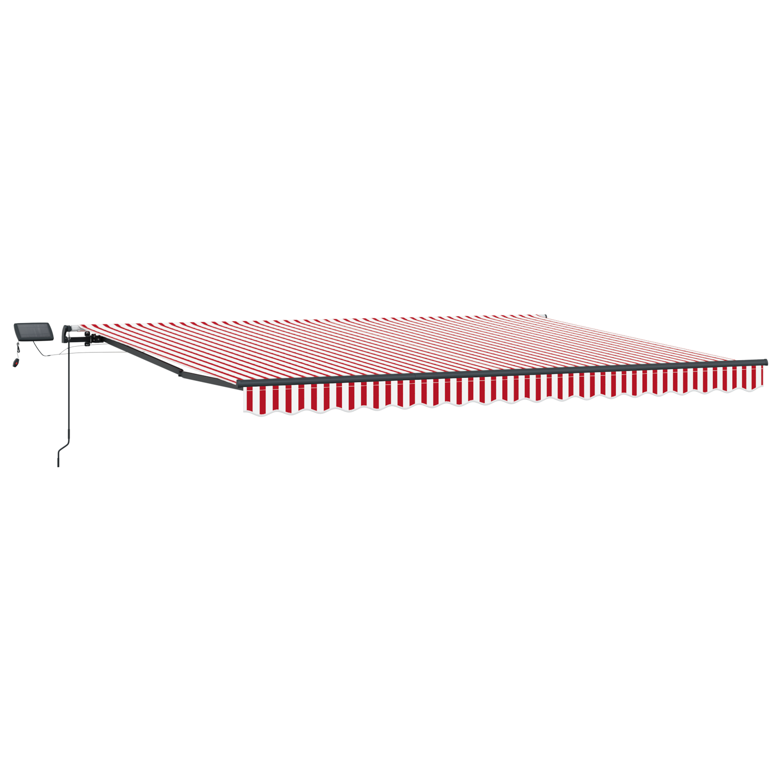 Marchiză Retractabilă Manuală cu LED și Dungi Roșii și Albe 400x300 cm GartenMobel Dekor