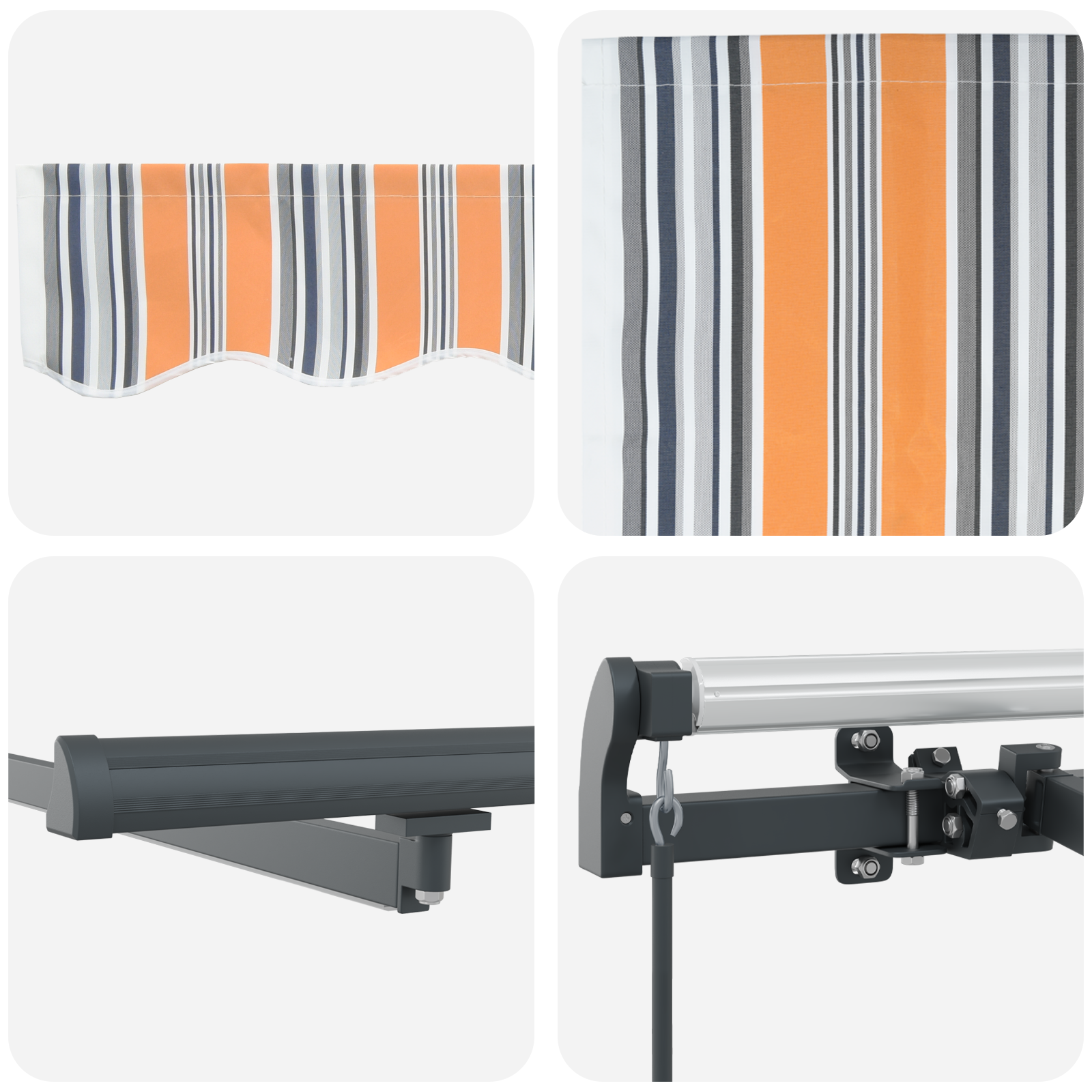 Marchiza manuală retractabilă cu LED, dungi multicolore 400x300 cm GartenMobel Dekor