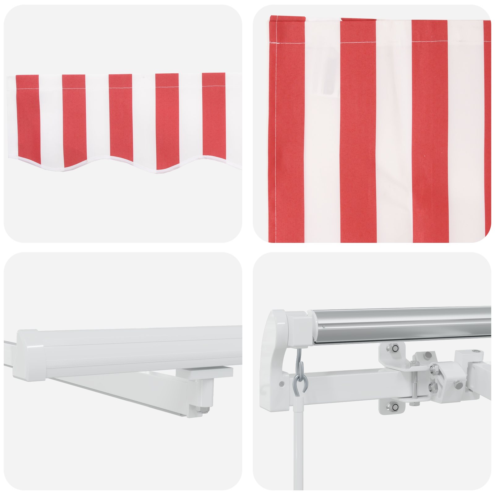Marchiză manuală retractabilă cu LED alb-roșie 400x300 cm GartenMobel Dekor