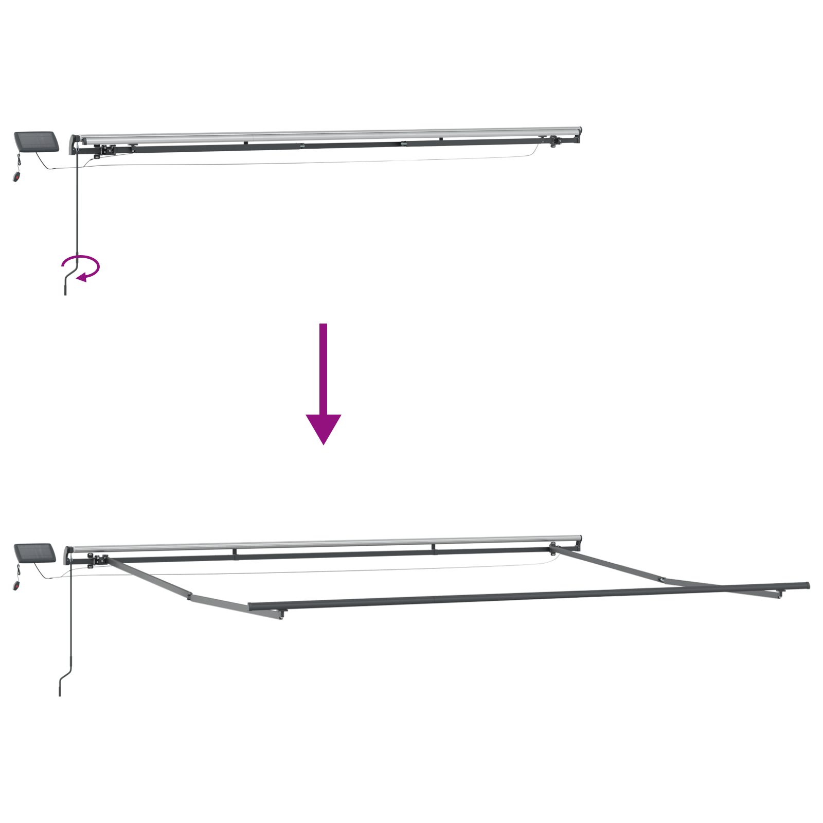 Marchiză retractabilă manuală cu dungi LED multicolore 400x300 cm GartenMobel Dekor