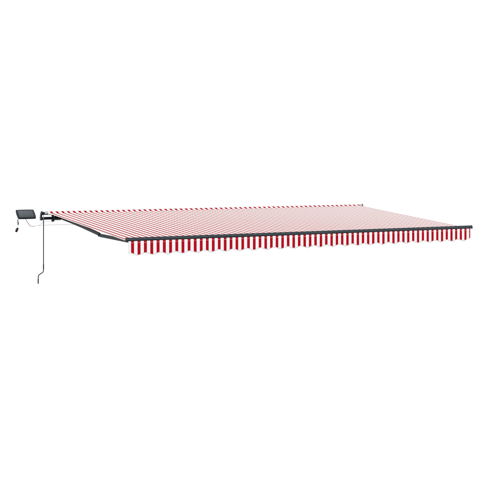Marchiză retractabilă manuală cu LED Dungi Roșii și Albe 600x300 cm GartenMobel Dekor