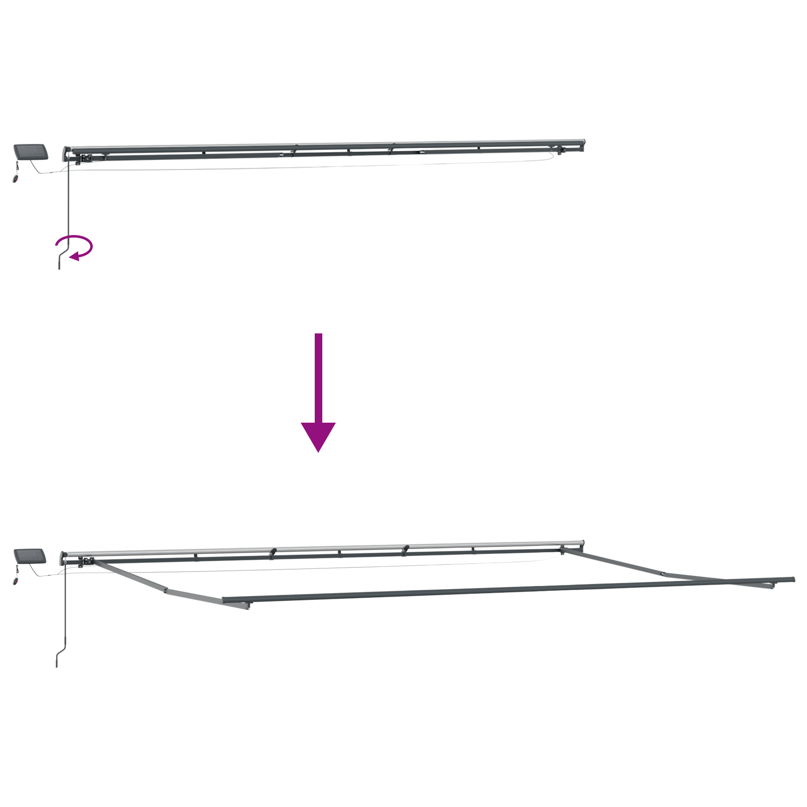 Marchiză retractabilă manuală cu dungi LED multicolore 600x300 cm GartenMobel Dekor