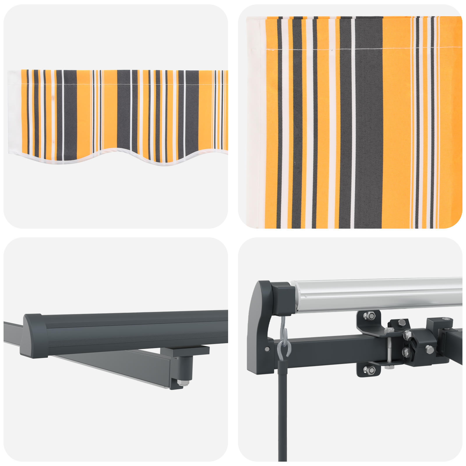 Marchiză retractabilă manuală cu dungi LED multicolore 600x300 cm GartenMobel Dekor