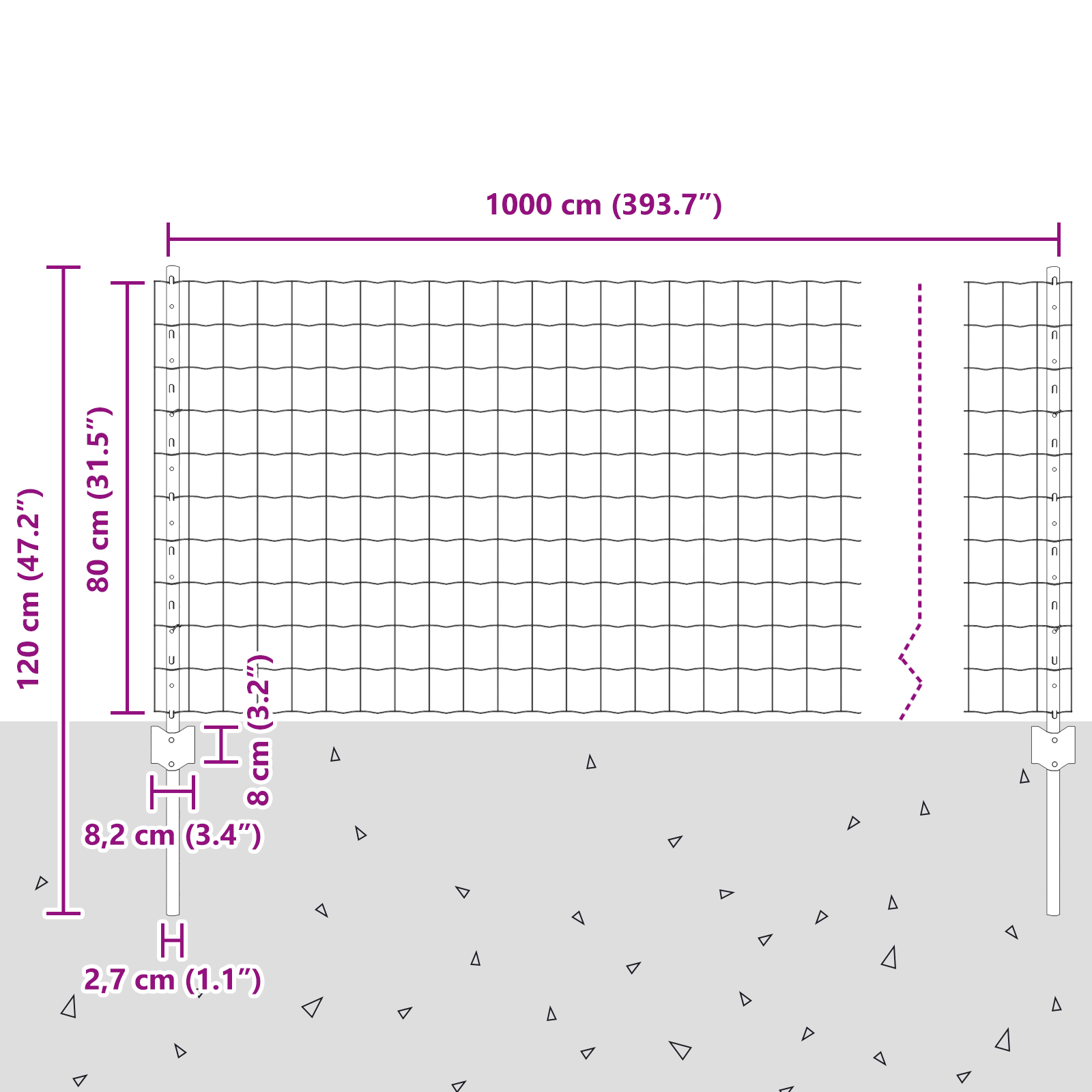 Gard Euro cu 5 Stâlpi U Argintiu 0,8x10 m Oțel GartenMobel Dekor