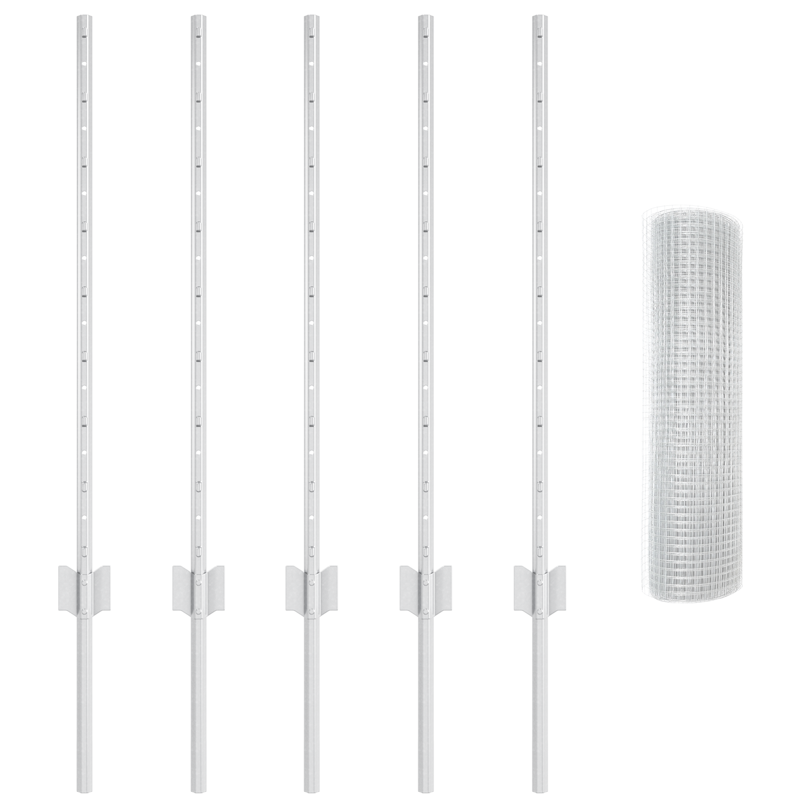 Gard din Sârmă Sudată cu 5 Stâlpi Argintii 0.8x10 m Oțel GartenMobel Dekor