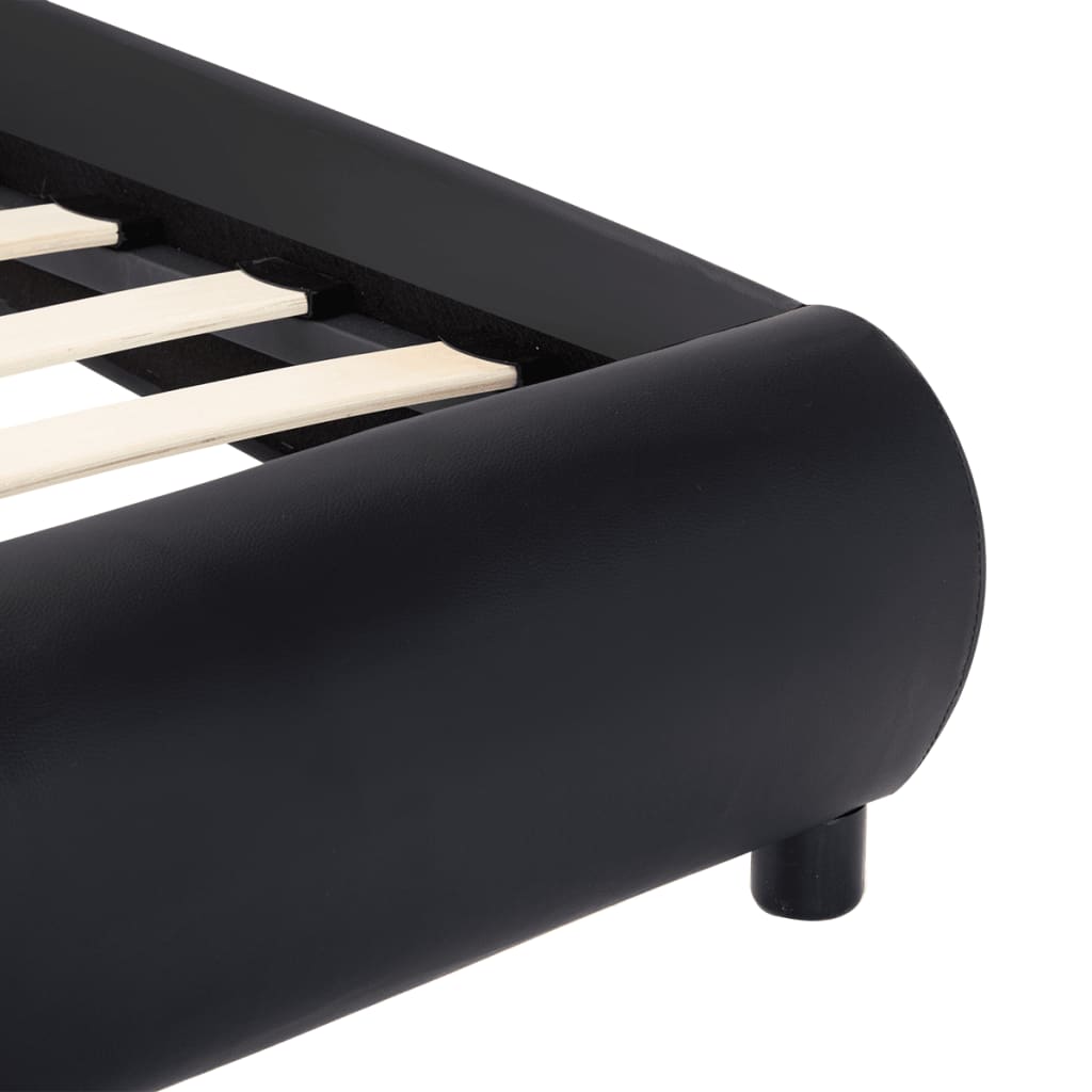 Cadru de pat cu LED, negru, 140 x 200 cm, piele ecologică GartenMobel Dekor