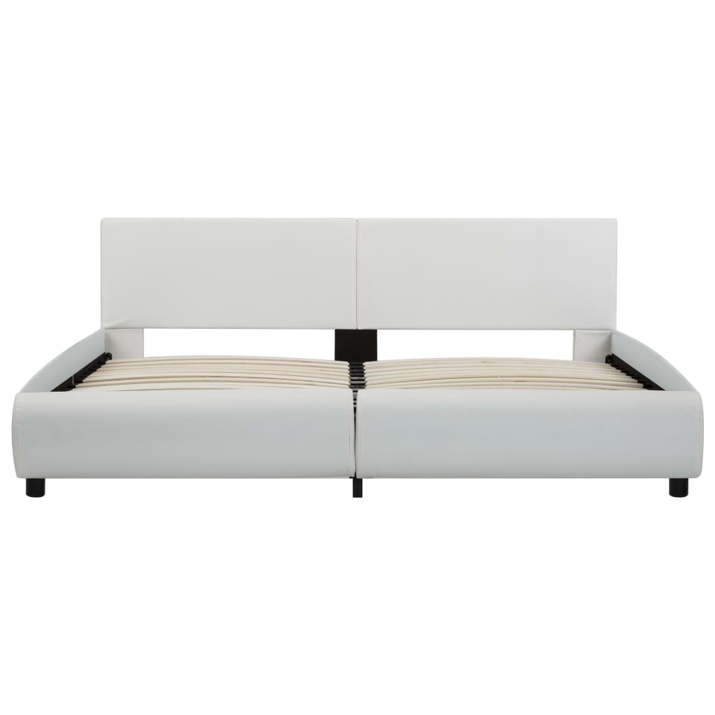 Cadru de pat cu LED, alb, 160 x 200 cm, piele ecologică GartenMobel Dekor