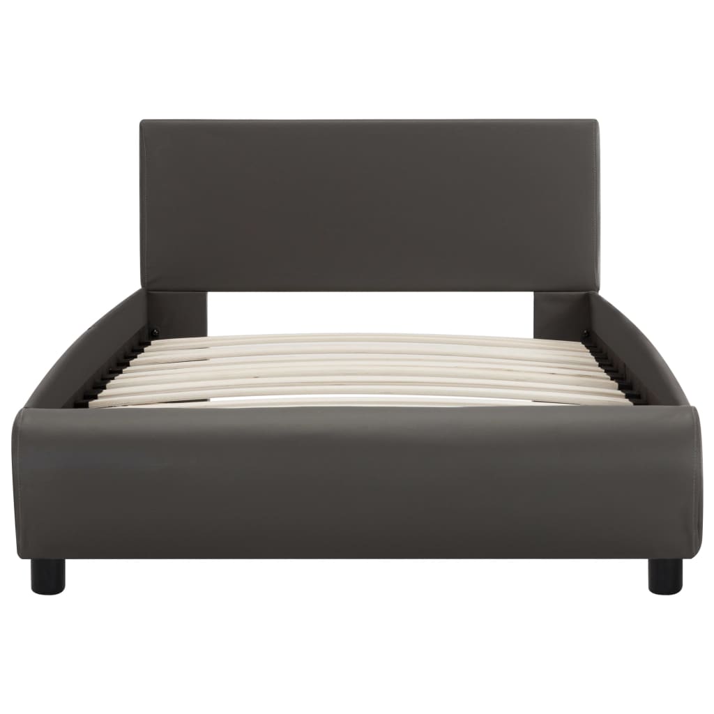 Cadru de pat cu LED, gri, 90 x 200 cm, piele ecologică GartenMobel Dekor