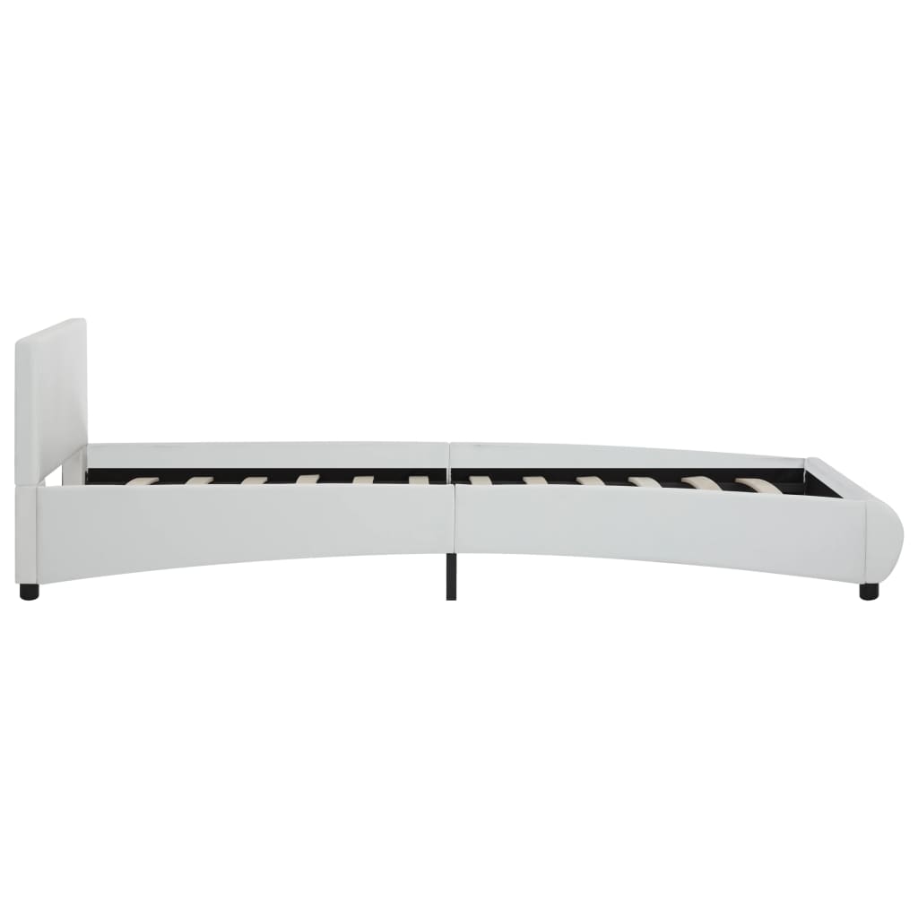 Cadru de pat cu LED, alb, 90 x 200 cm, piele ecologică GartenMobel Dekor