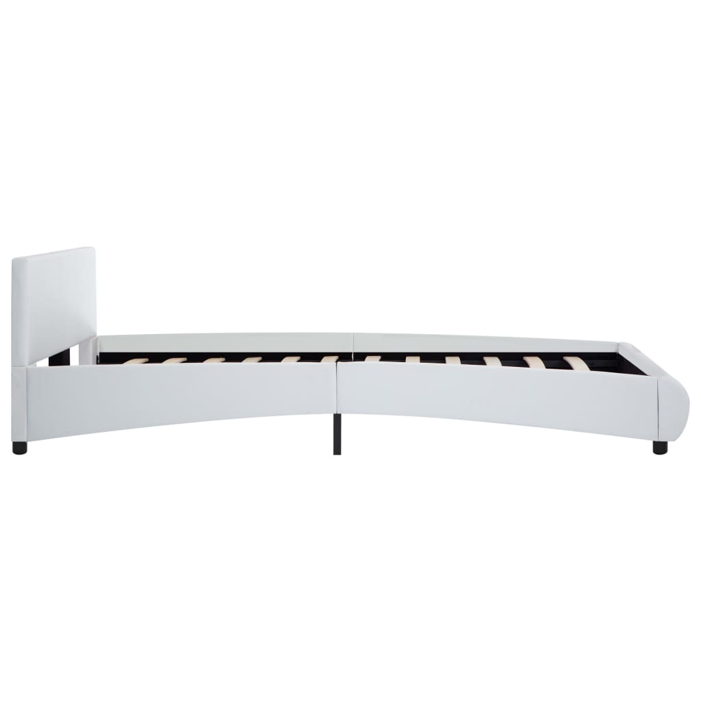 Cadru de pat cu LED-uri, alb, 120 x 200 cm, piele ecologică GartenMobel Dekor