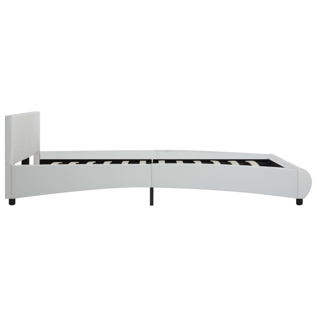 Cadru de pat cu LED, alb, 160 x 200 cm, piele ecologică GartenMobel Dekor