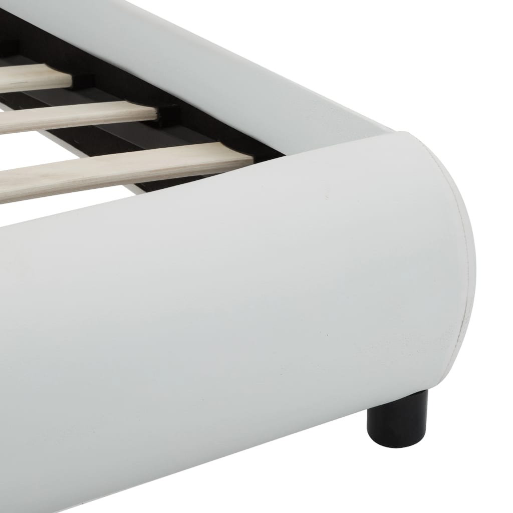 Cadru de pat cu LED, alb, 90 x 200 cm, piele ecologică GartenMobel Dekor