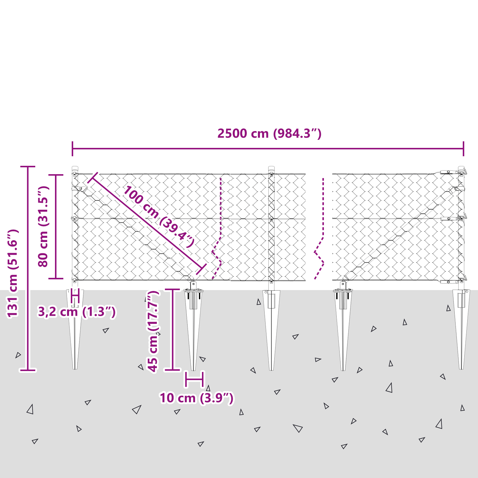 Împrejmuire hexagonală gri 0.8x25 m din oțel GartenMobel Dekor
