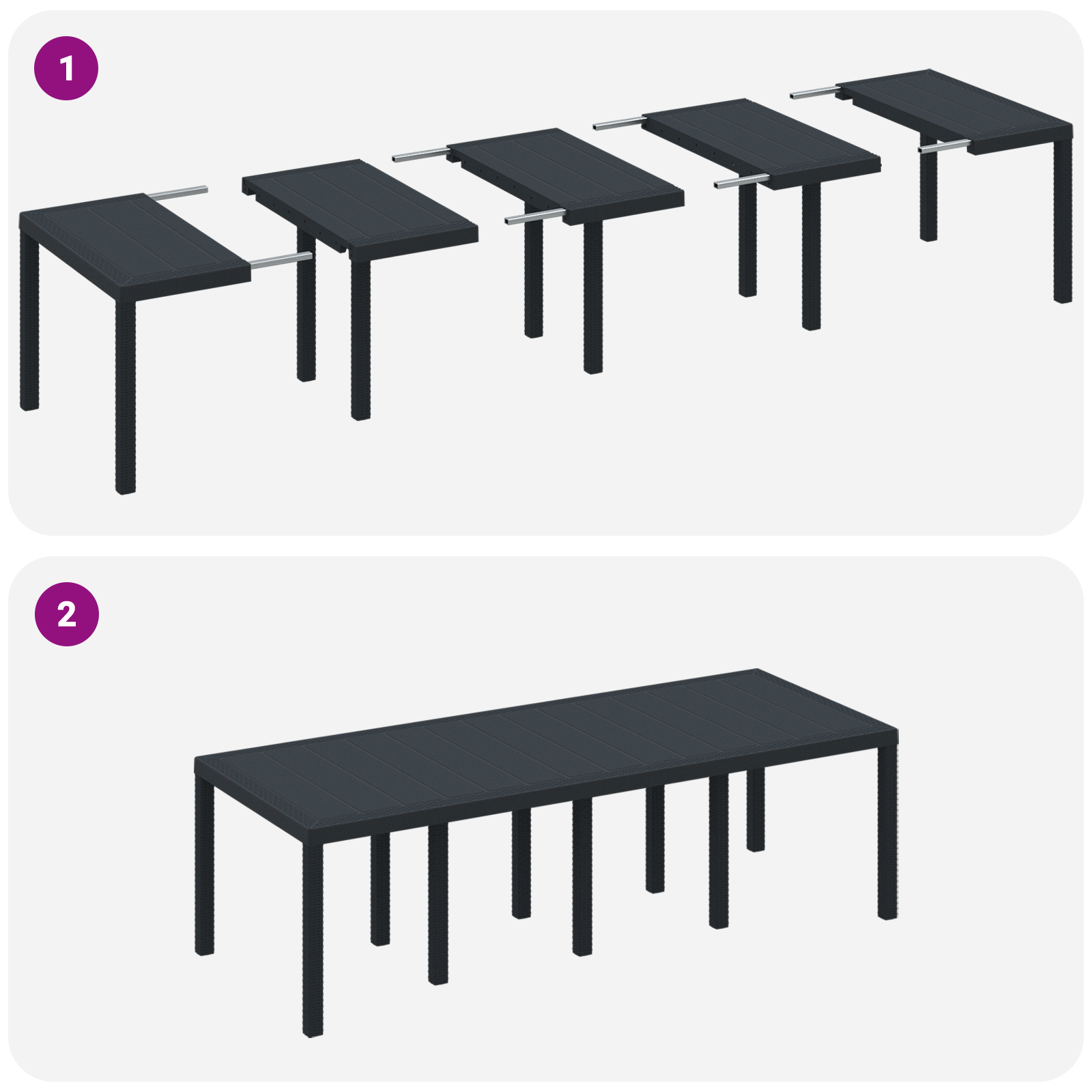 Masa de Grădină Antracit Mare Set de 2 Antracit Plastic Mare GartenMobel Dekor