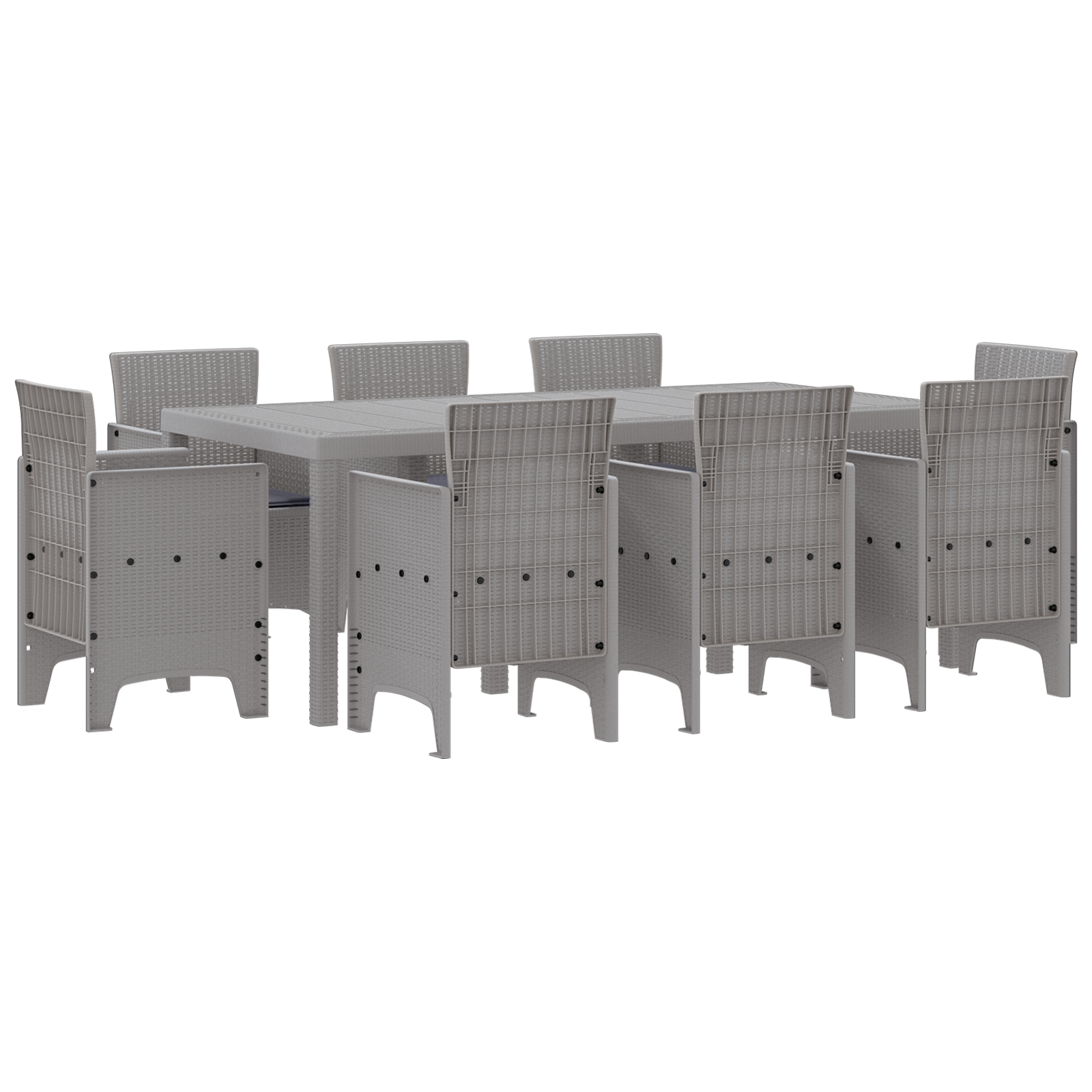 Set Masă 9 Piese Grădină cu Perne Gri Deschis Ratan Sintetic GartenMobel Dekor