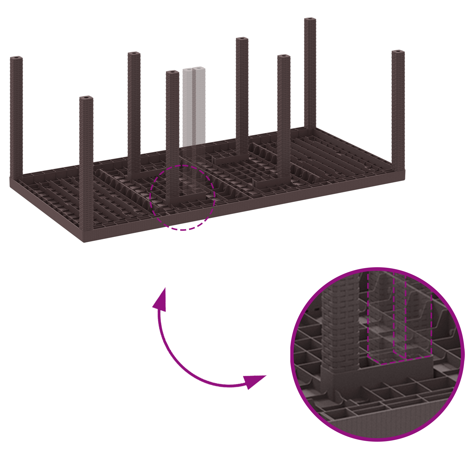 Set de Masă pentru Grădină cu Pernițe Maro Poliratan GartenMobel Dekor