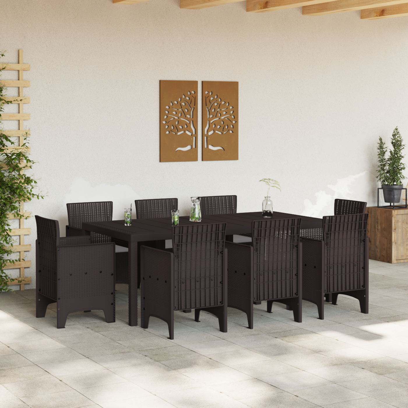 Set de dining pentru grădină cu 9 piese maro din rattan poli GartenMobel Dekor