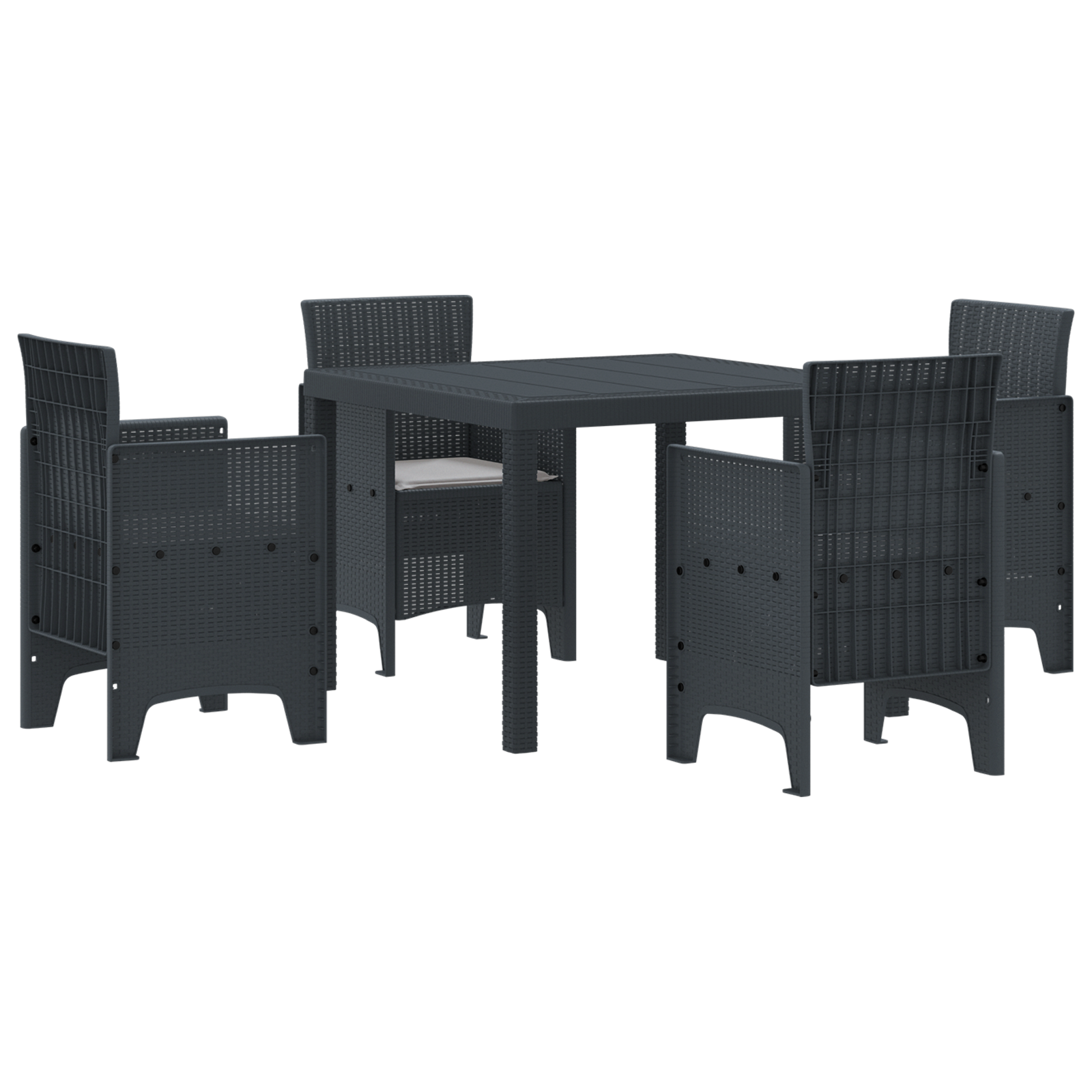 Set de mese de 5 piese cu perne Antracit Poly Rattan GartenMobel Dekor