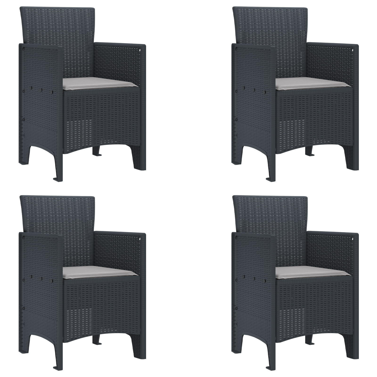 Set de mese de 5 piese cu perne Antracit Poly Rattan GartenMobel Dekor