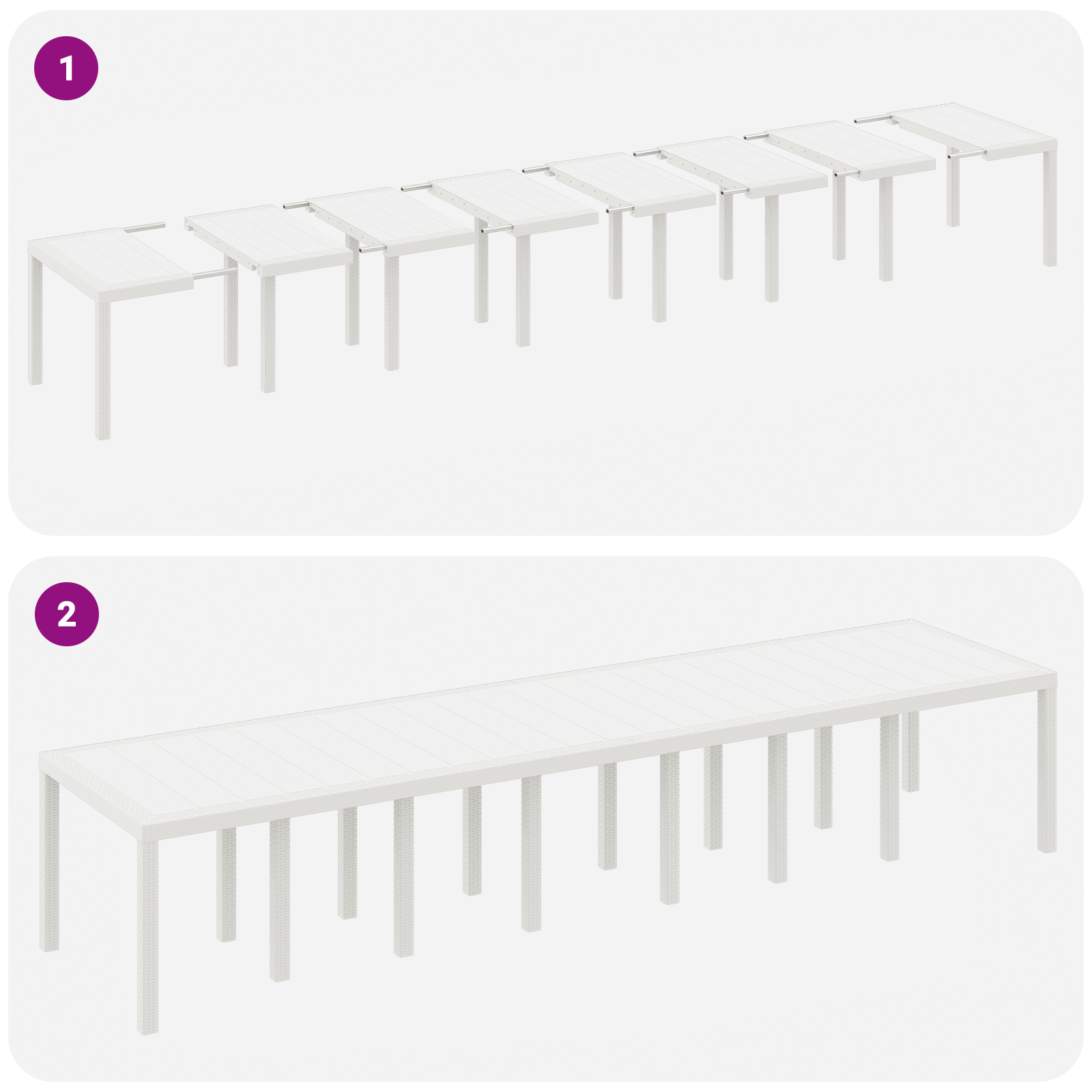Masă de Grădină  albă 400x100x73 cm din rattan polimer GartenMobel Dekor