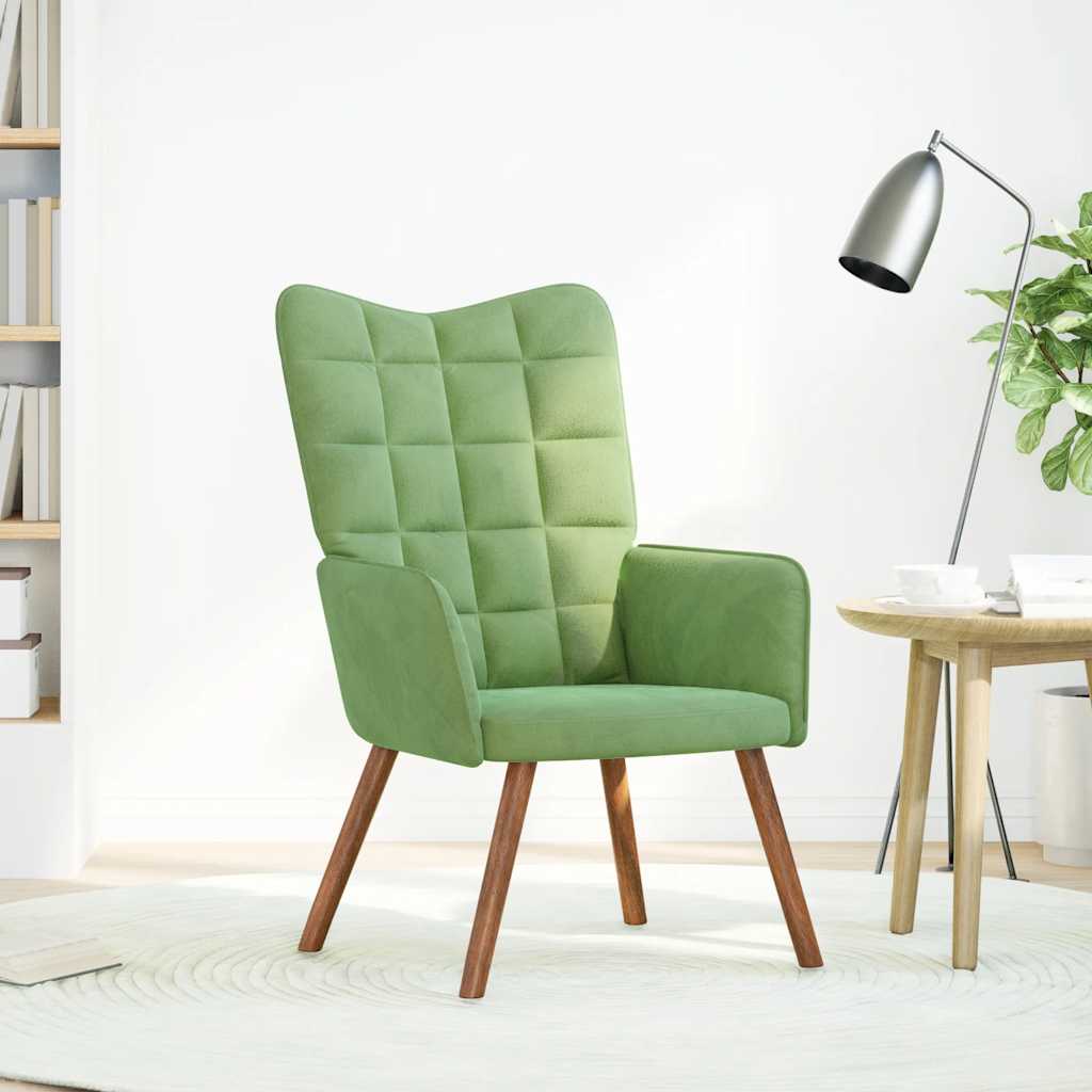 Scaun de relaxare, verde deschis, catifea GartenMobel Dekor
