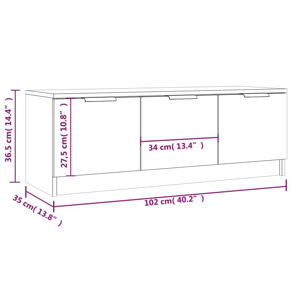 Comodă TV, stejar sonoma, 102x35x36,5 cm, lemn prelucrat GartenMobel Dekor