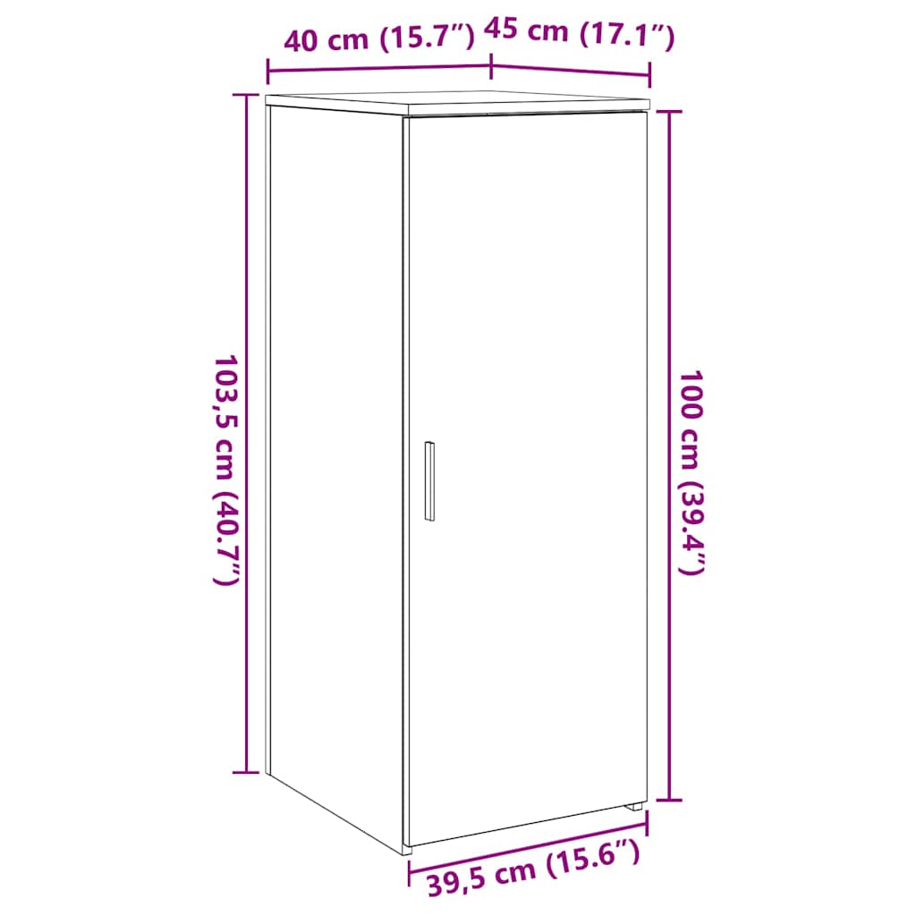 Dulap depozitare stejar fumuriu 40x45x103,5 cm lemn prelucrat GartenMobel Dekor