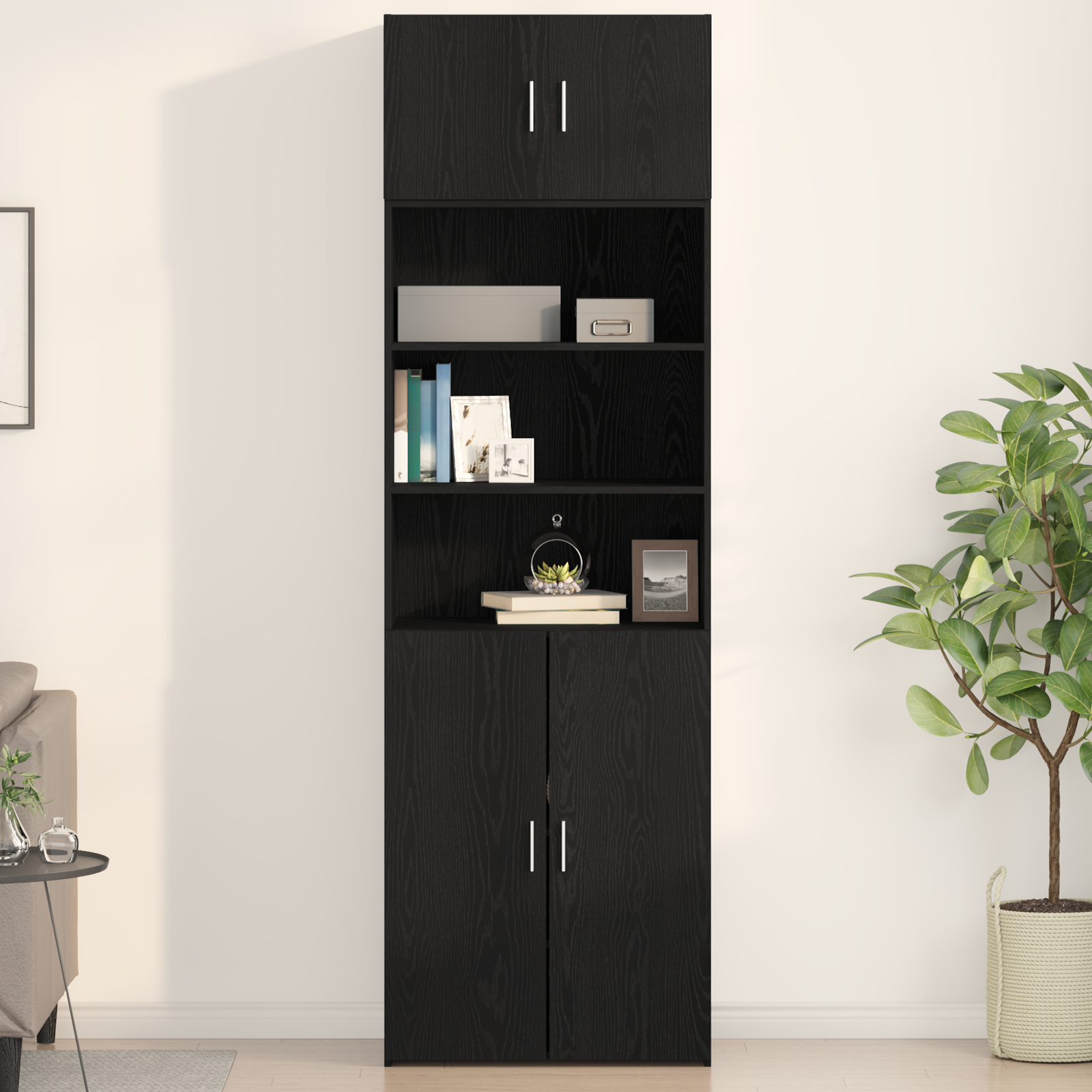 Şifonier  Negru Stejar 70x42,5x40 cm Lemn prelucrat GartenMobel Dekor