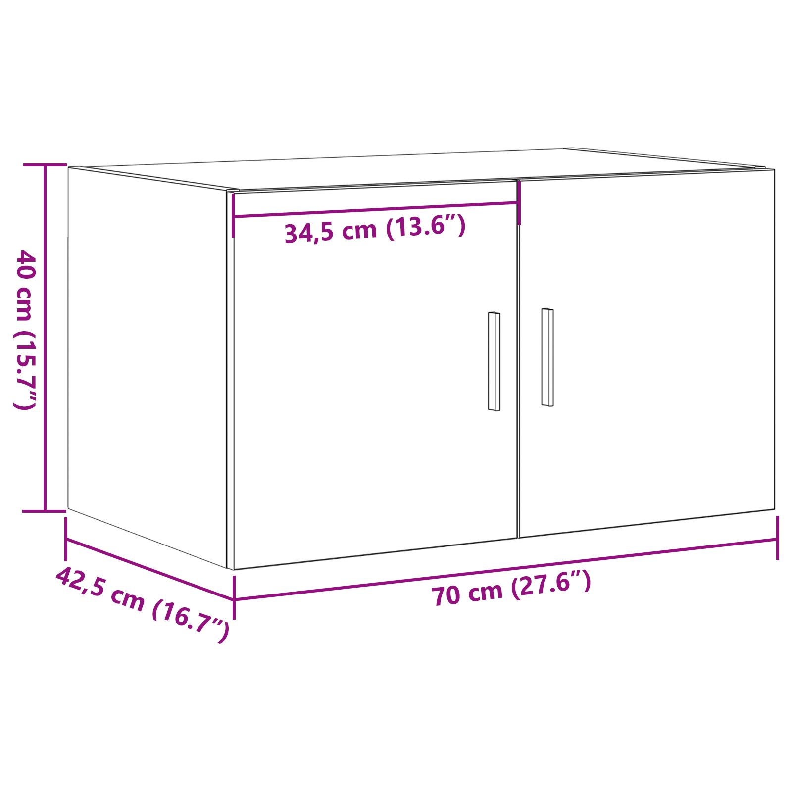Şifonier  Negru Stejar 70x42,5x40 cm Lemn prelucrat GartenMobel Dekor