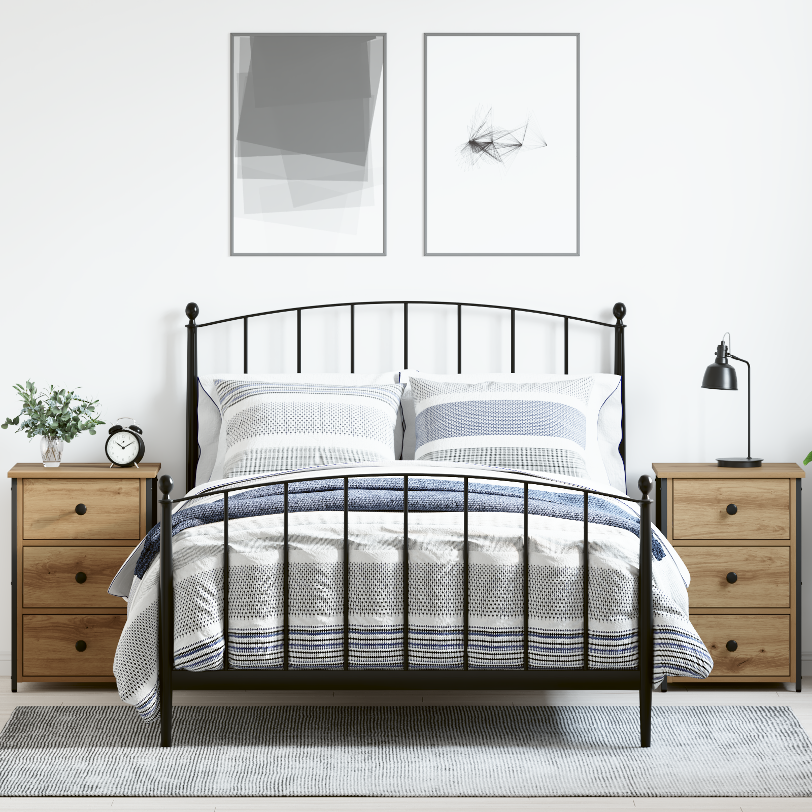 Noptieri din Stejar Artisan Stejar Artisan Lemn prelucrat Compact GartenMobel Dekor