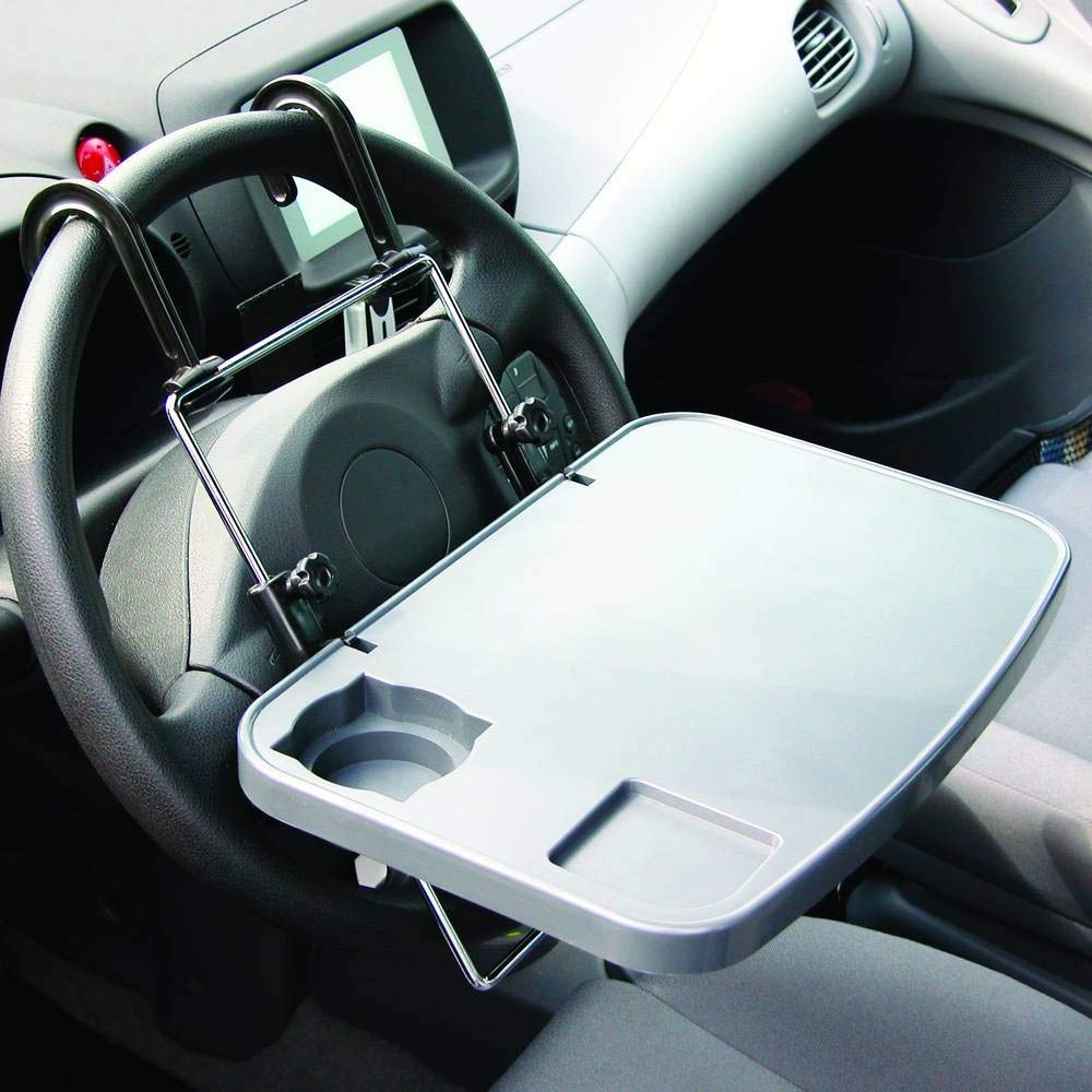 Suport multifunctional auto Carpoint pentru laptop , bauturi, mancare cu fixare pe volan sau spatarul scaunului, sustine pana la 10kg AutoDrive ProParts