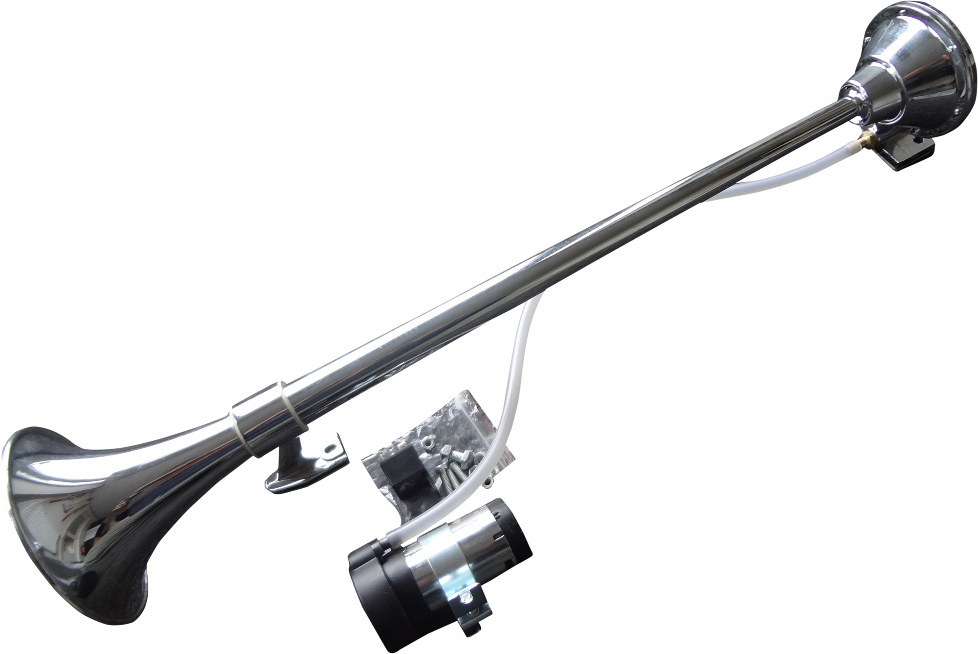 Claxon auto BestAutoVest 640mm, 12V, 4A, 200 Hz, cu compresor aer tip goarna, crom AutoDrive ProParts