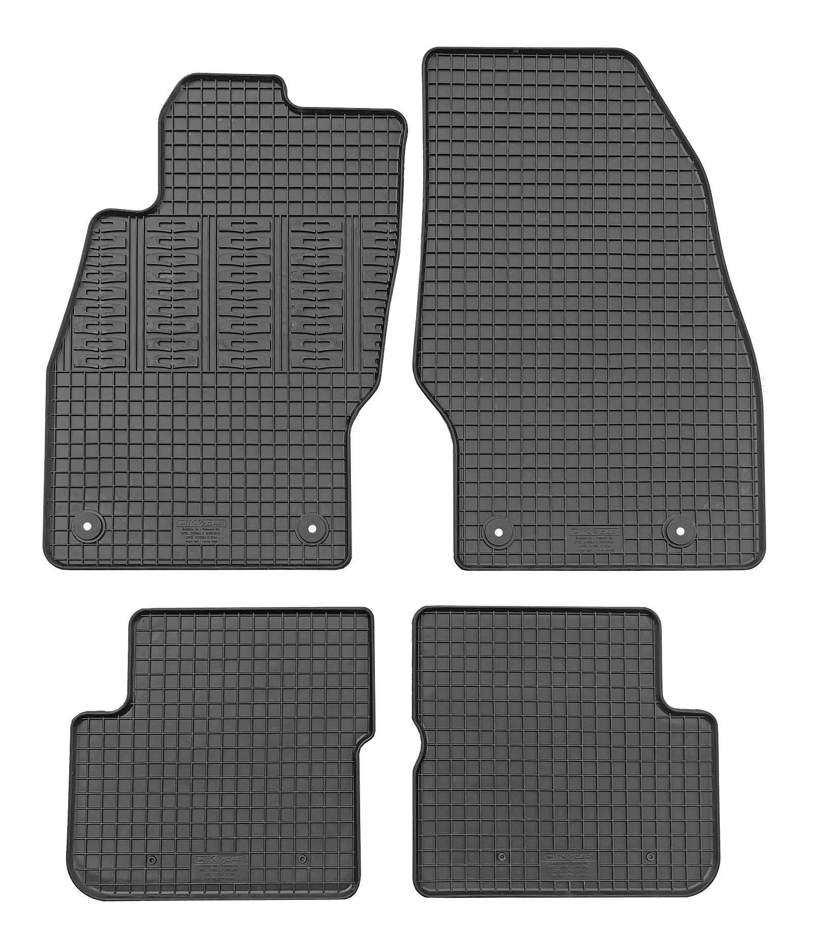 Set covorase auto din cauciuc Opel Corsa D (S07) 2006-2015; Opel Corsa E 2014-2019, Negre AutoDrive ProParts