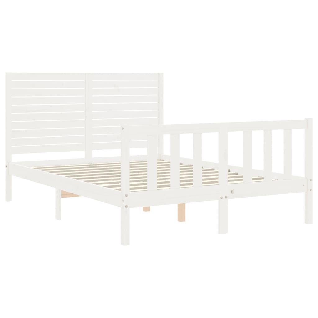 Cadru de pat fără saltea, alb, 140x190 cm, lemn masiv de pin GartenMobel Dekor