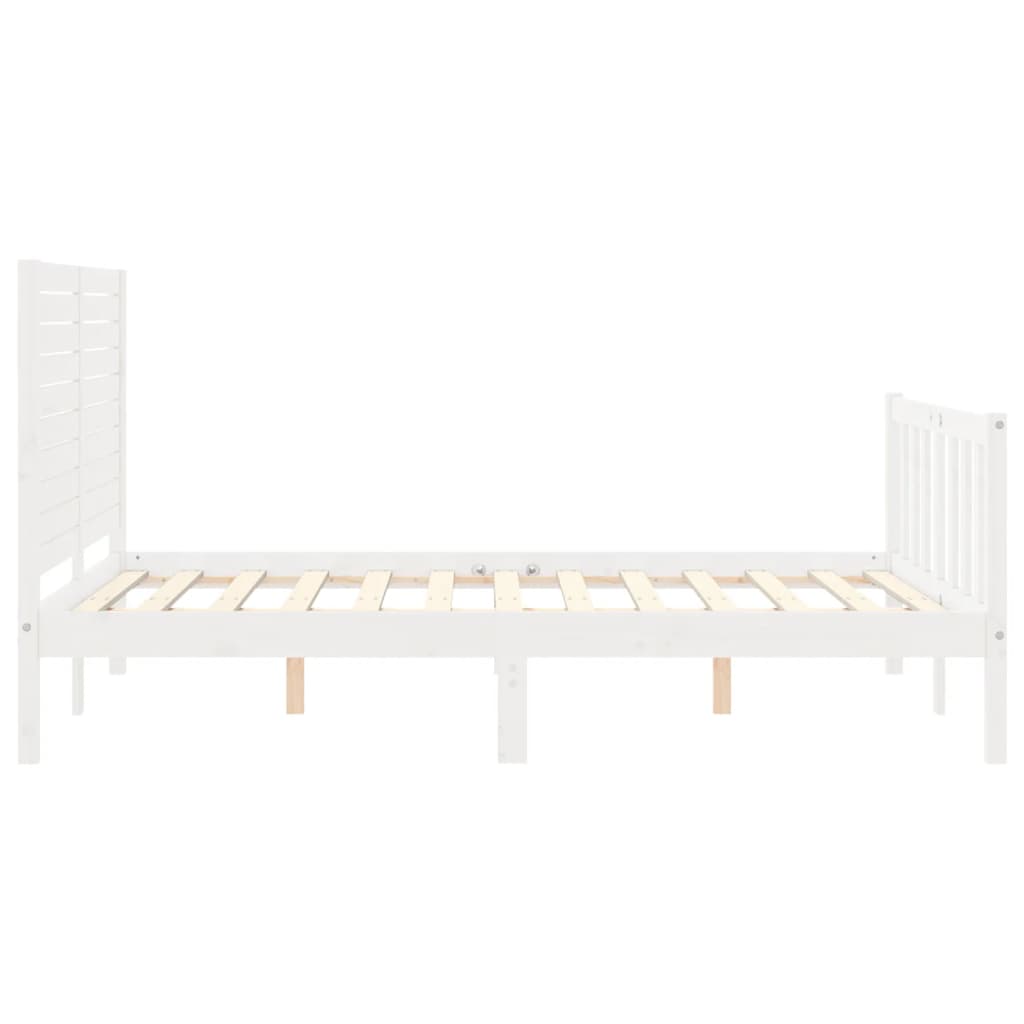 Cadru de pat fără saltea, alb, 140x190 cm, lemn masiv de pin GartenMobel Dekor