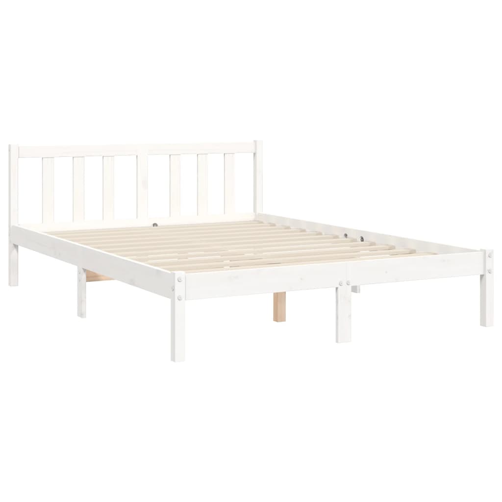 Cadru de pat fără saltea, alb, 140x190 cm, lemn masiv de pin GartenMobel Dekor