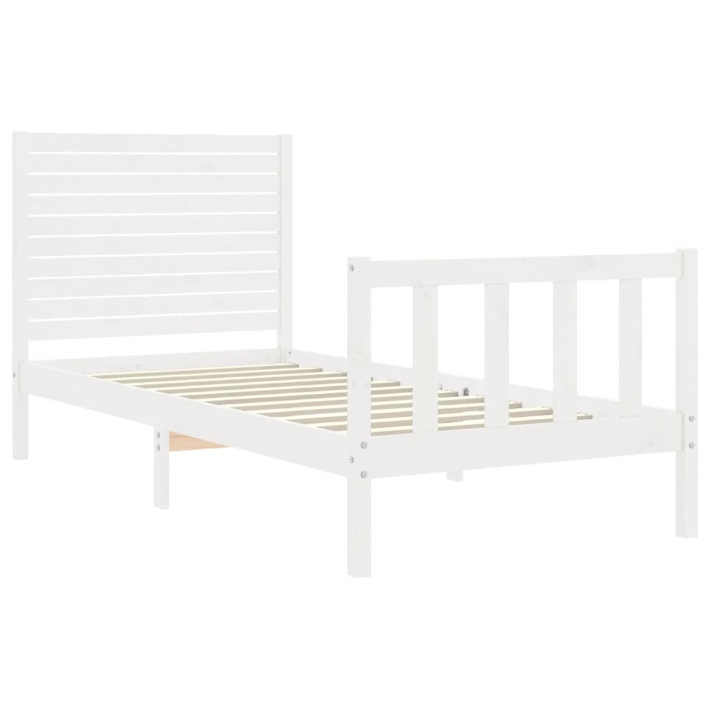 Cadru de pat fără saltea, alb, 90x200 cm, lemn masiv pin GartenMobel Dekor
